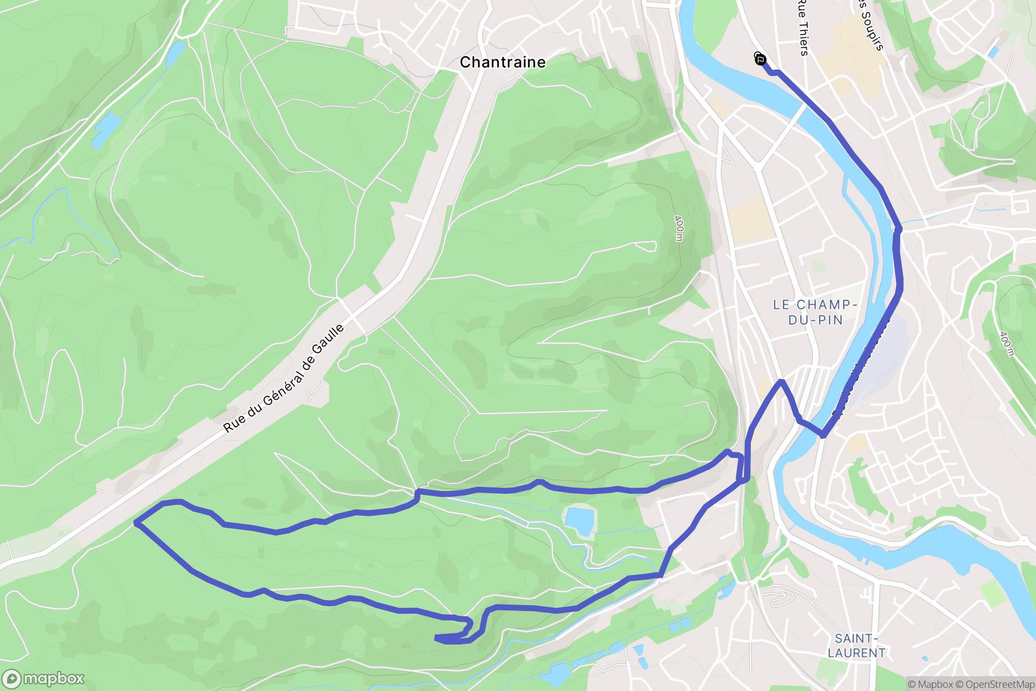 Épinal : carte du parcours de randonnée - France