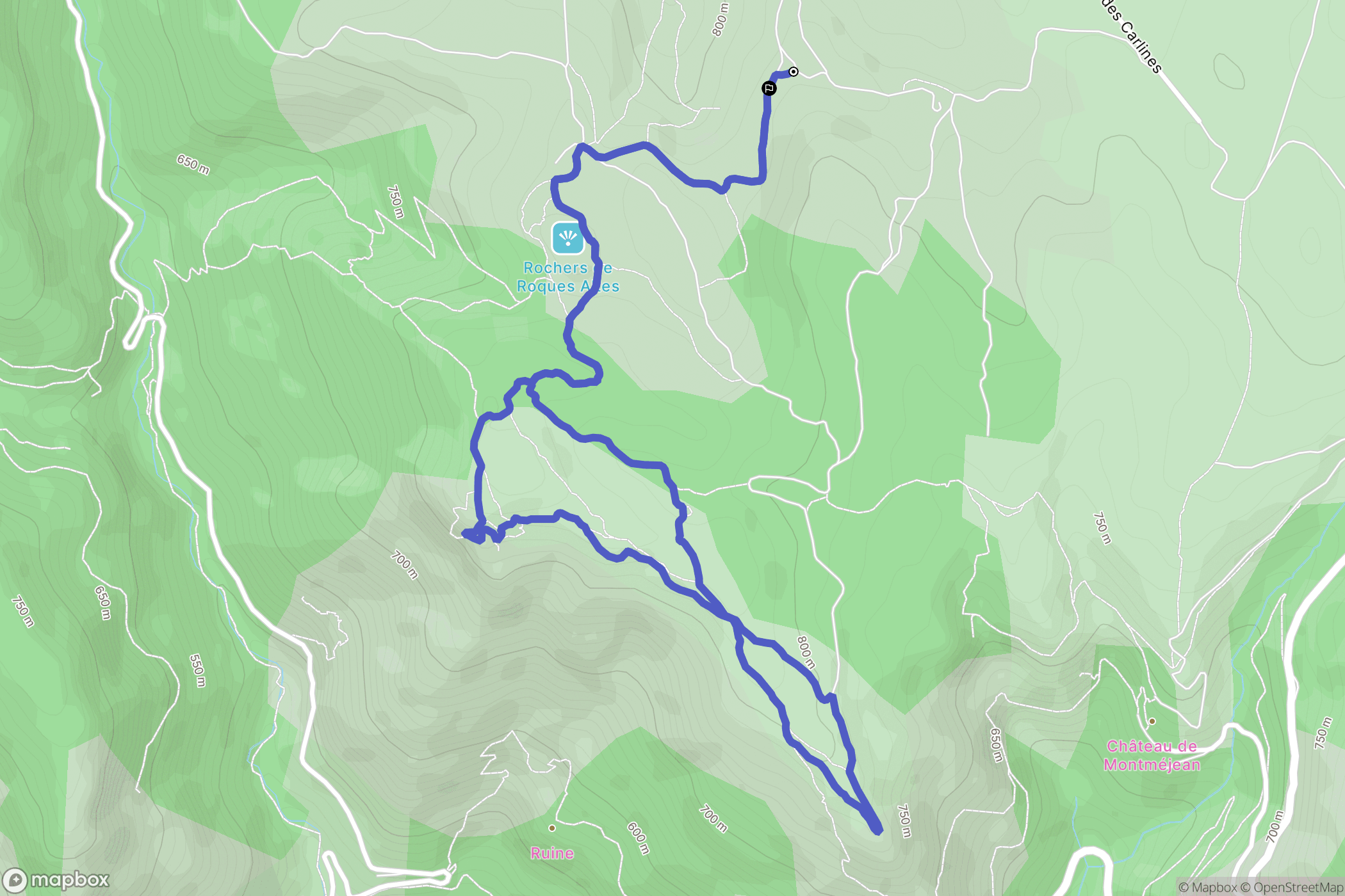 Saint-André-de-Vézines : carte du parcours de randonnée - France