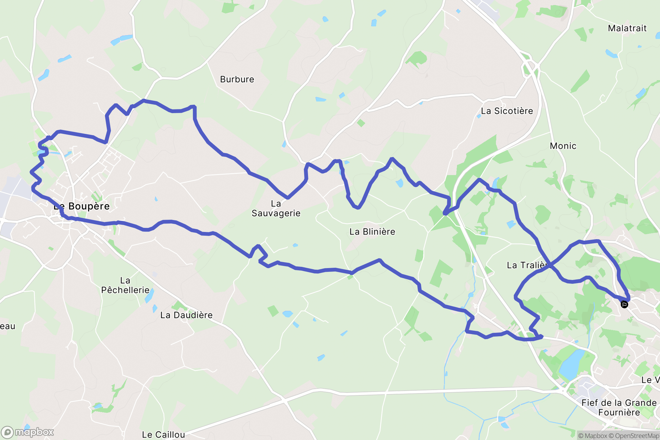 Pouzauges : carte du parcours de randonnée - France