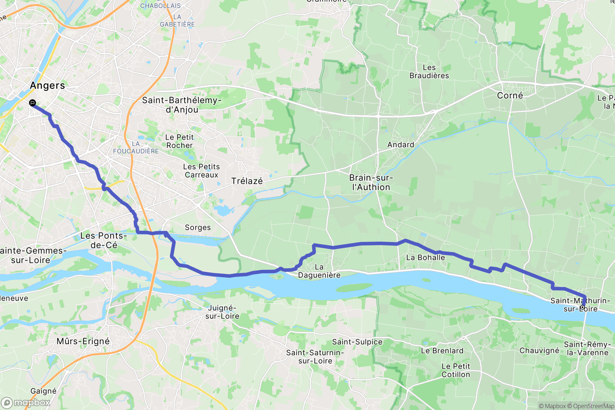 Loire-Authion : carte du parcours de randonnée - France