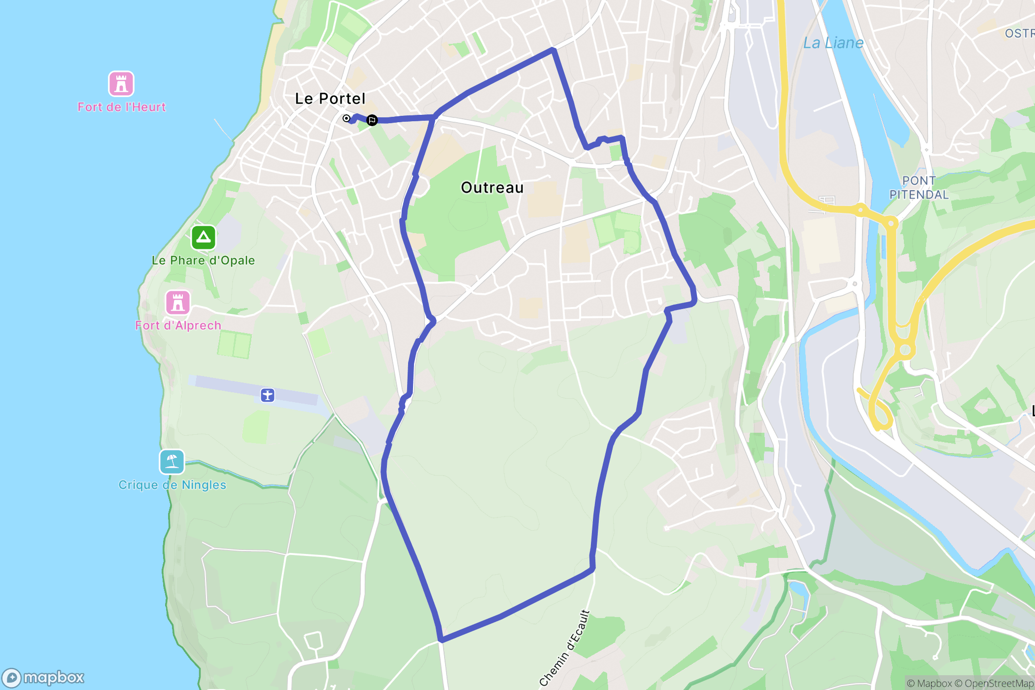Le Portel : carte du parcours de randonnée - France