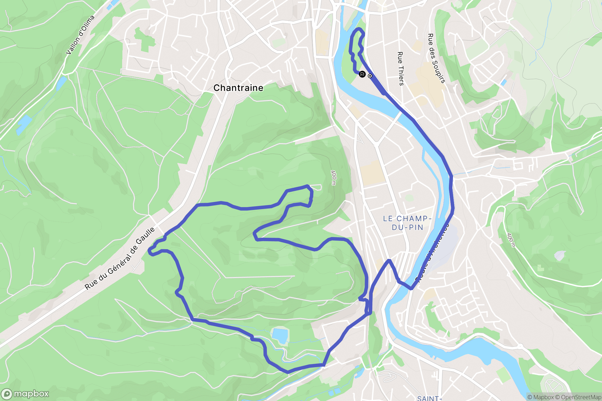 Épinal : carte du parcours de randonnée - France