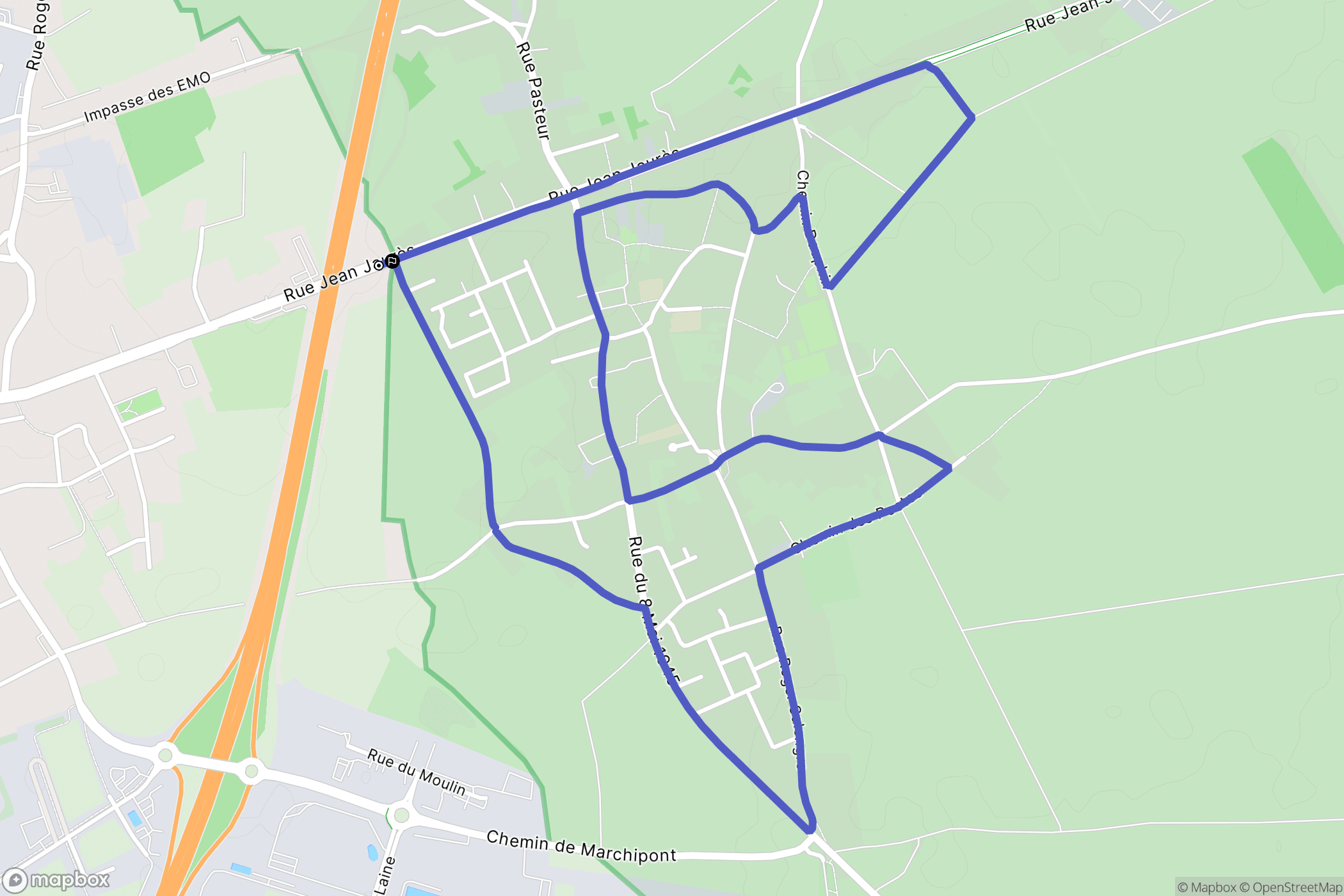 Onnaing : carte du parcours de randonnée - France