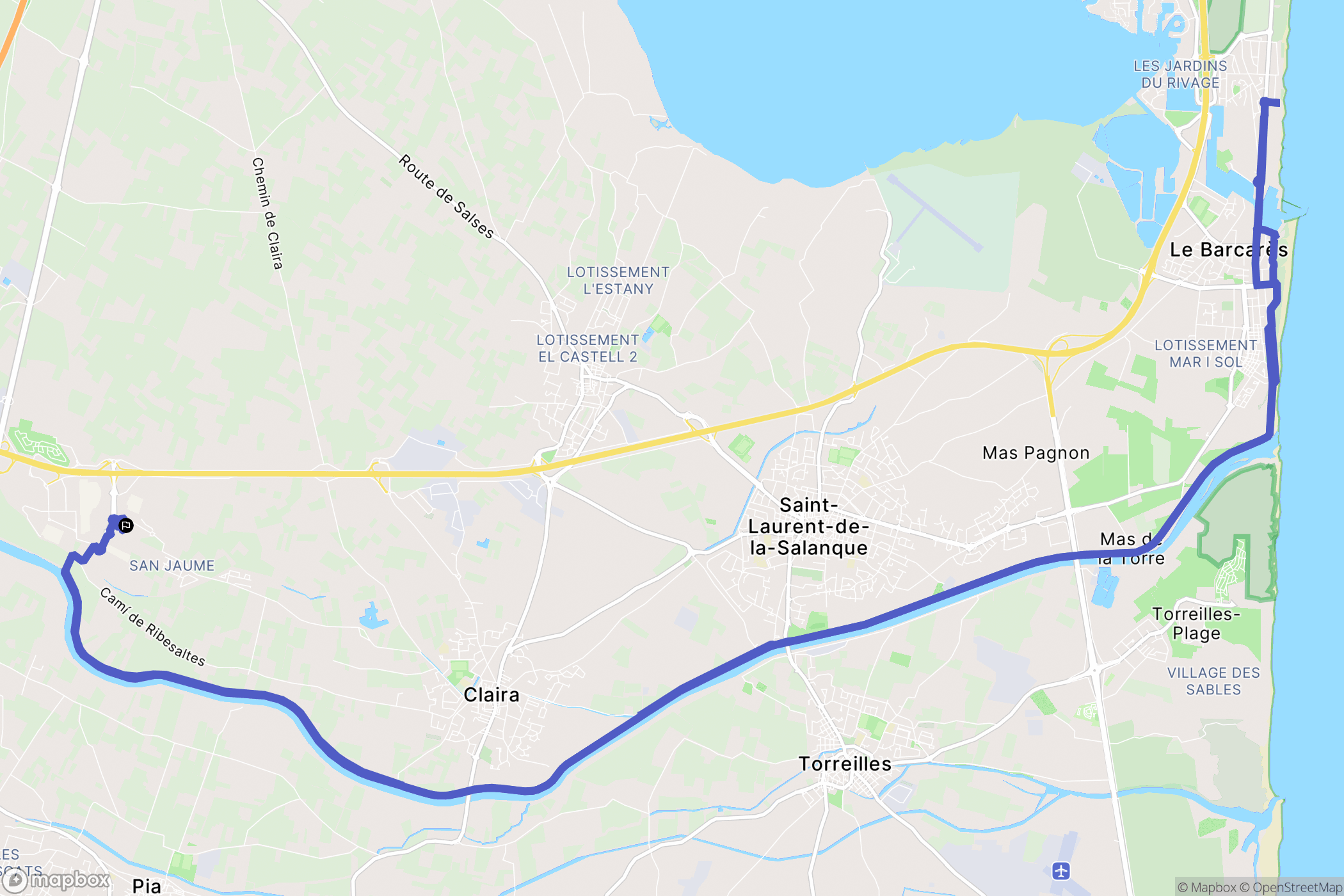 Claira : carte du parcours de randonnée - France