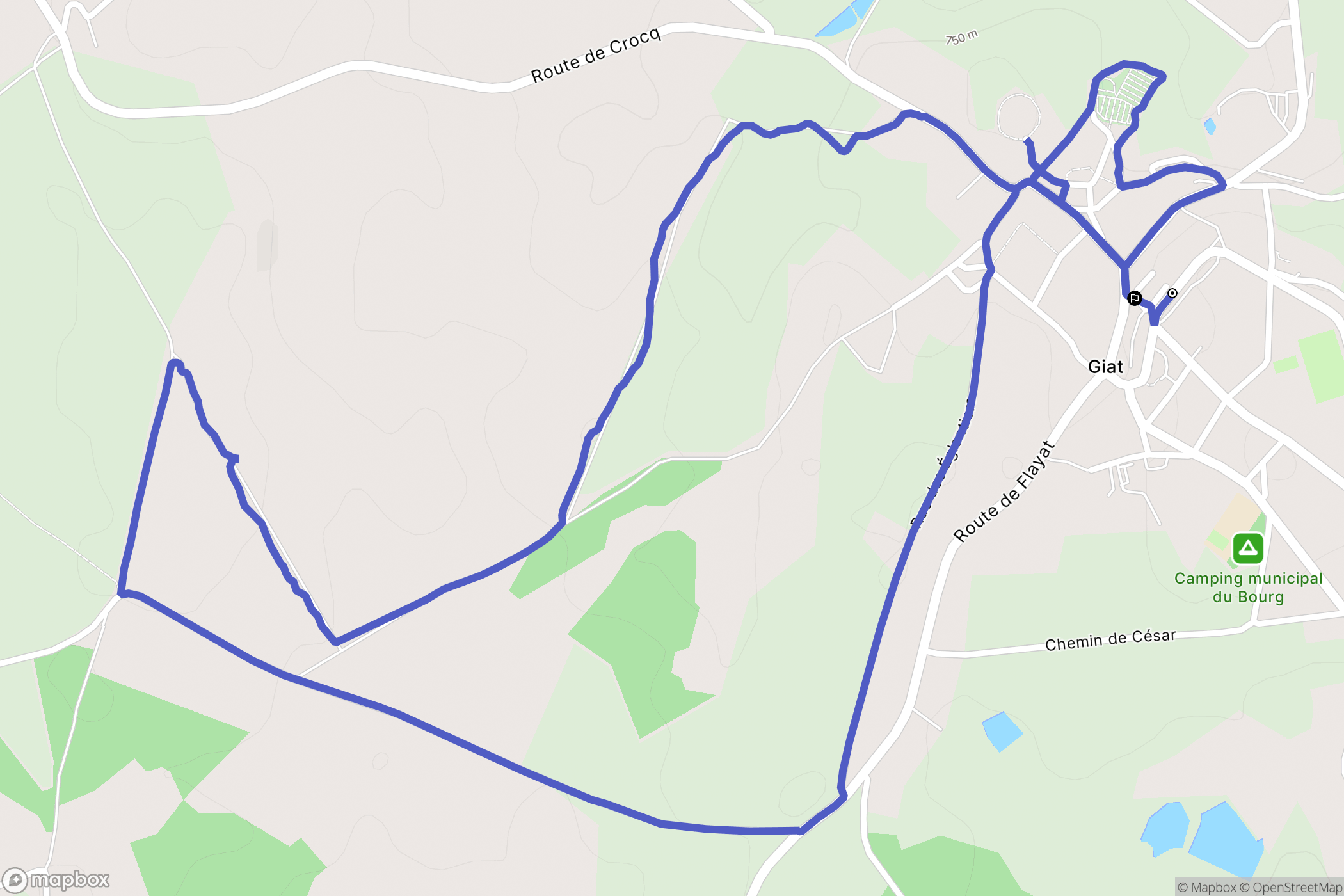 Giat : carte du parcours de randonnée - France