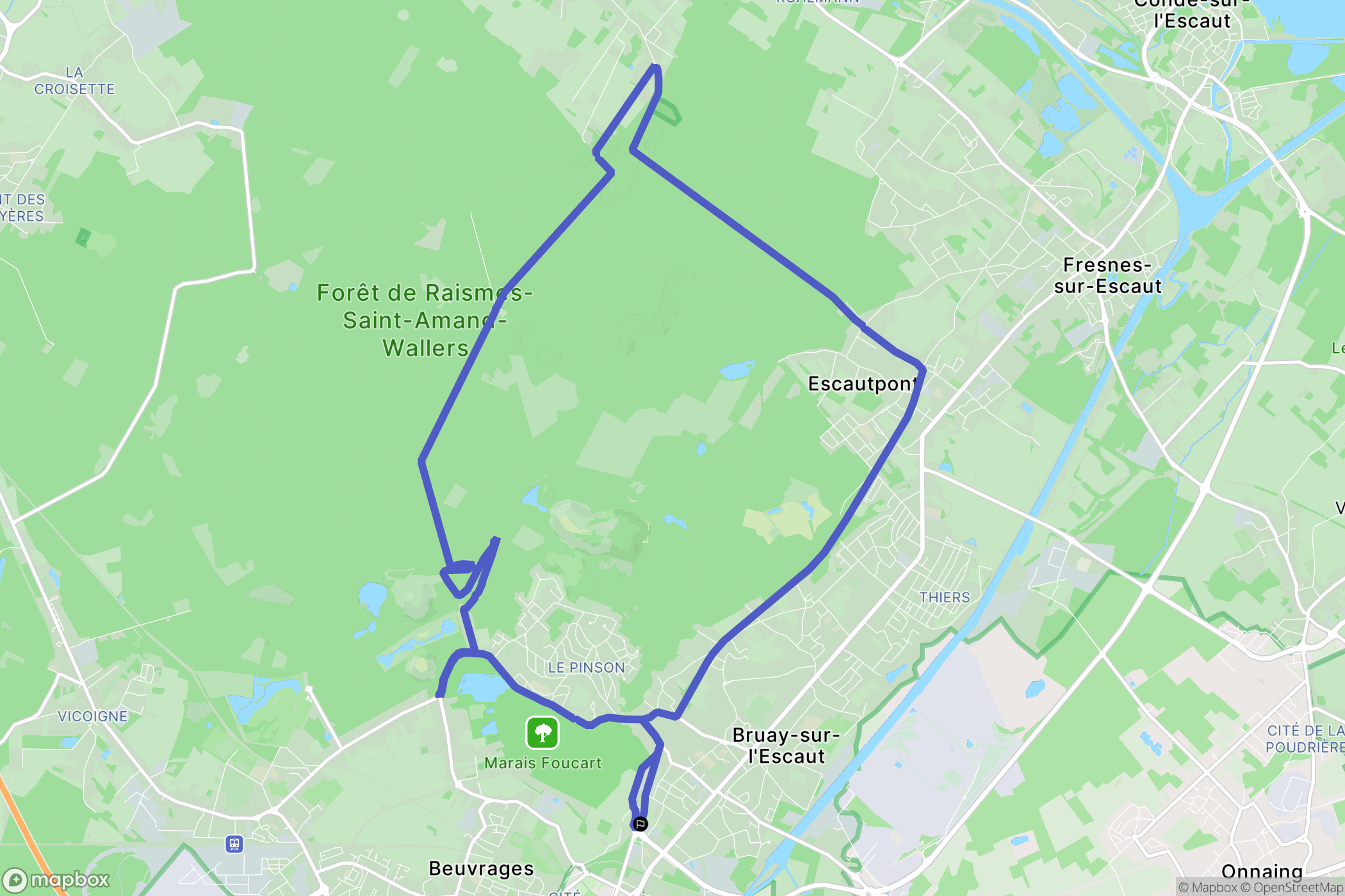 Bruay-sur-l'Escaut : carte du parcours de randonnée - France