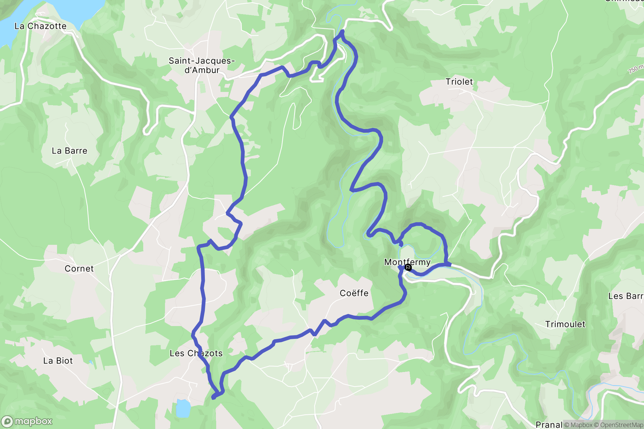 Montfermy : carte du parcours de randonnée - France