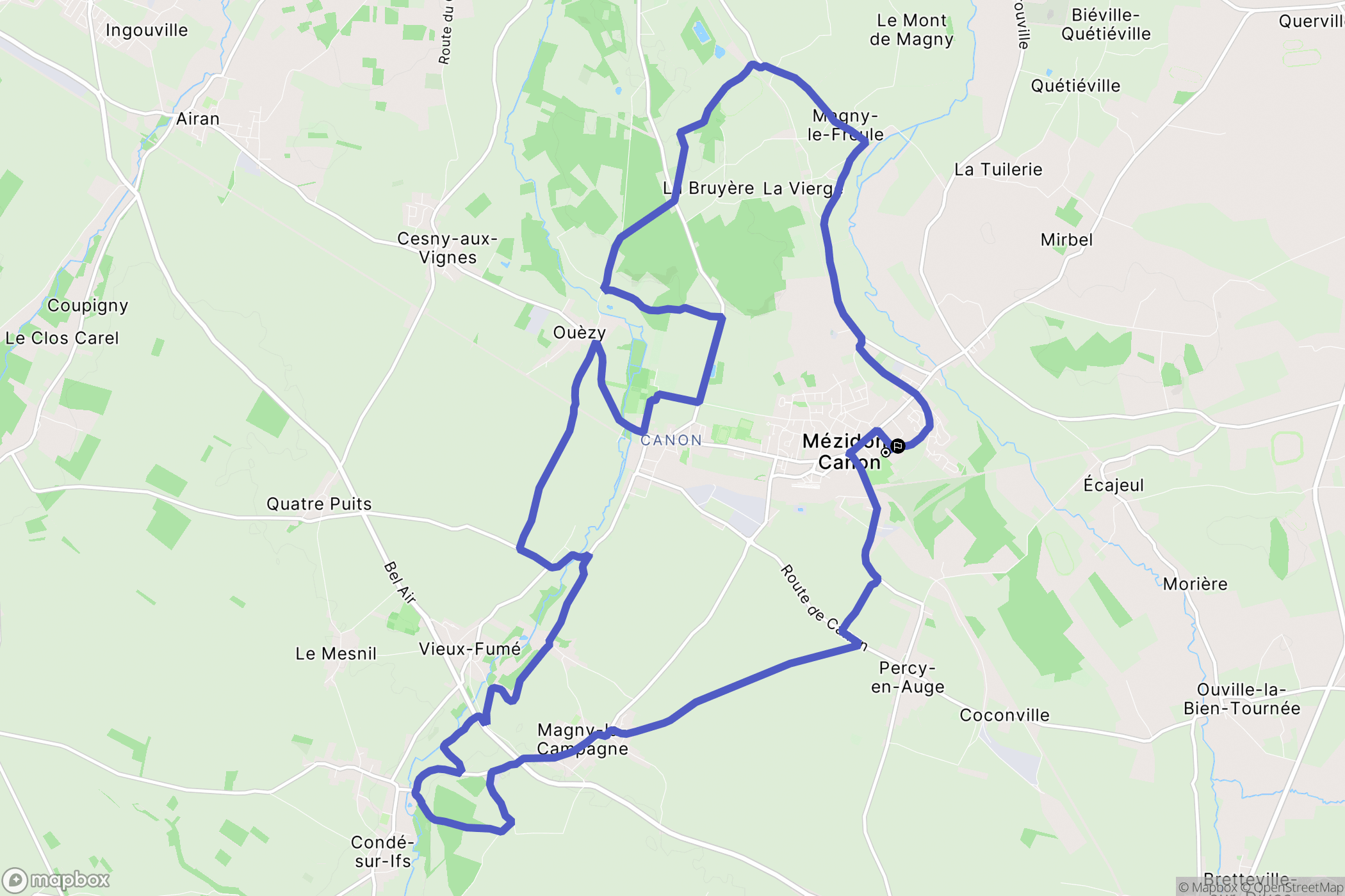 Mézidon Vallée d'Auge : carte du parcours de randonnée - France