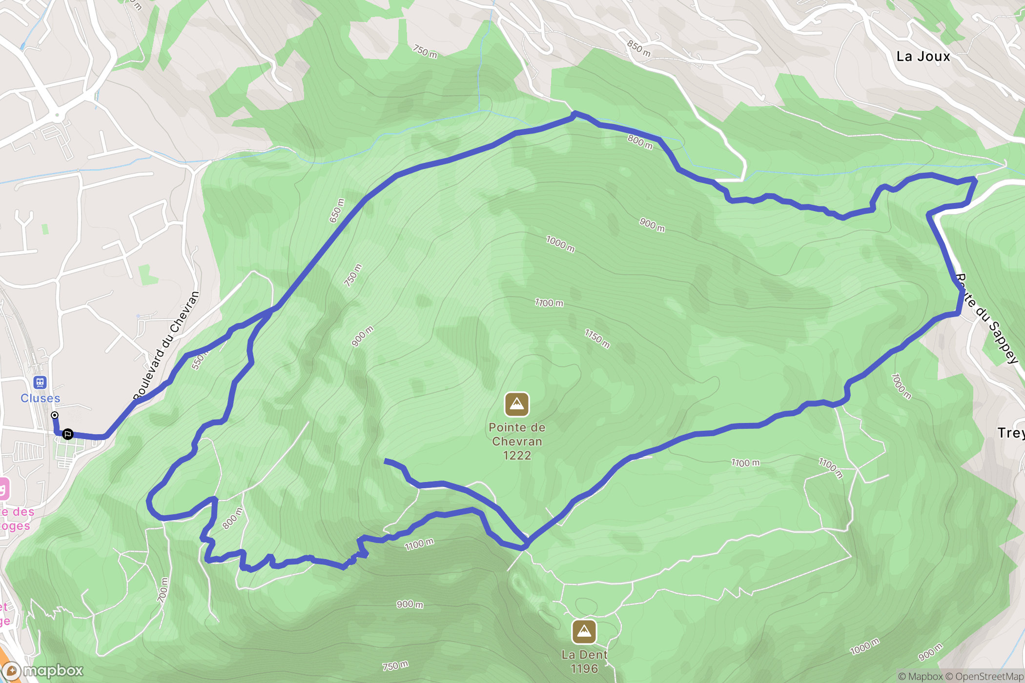 Cluses : carte du parcours de randonnée - France