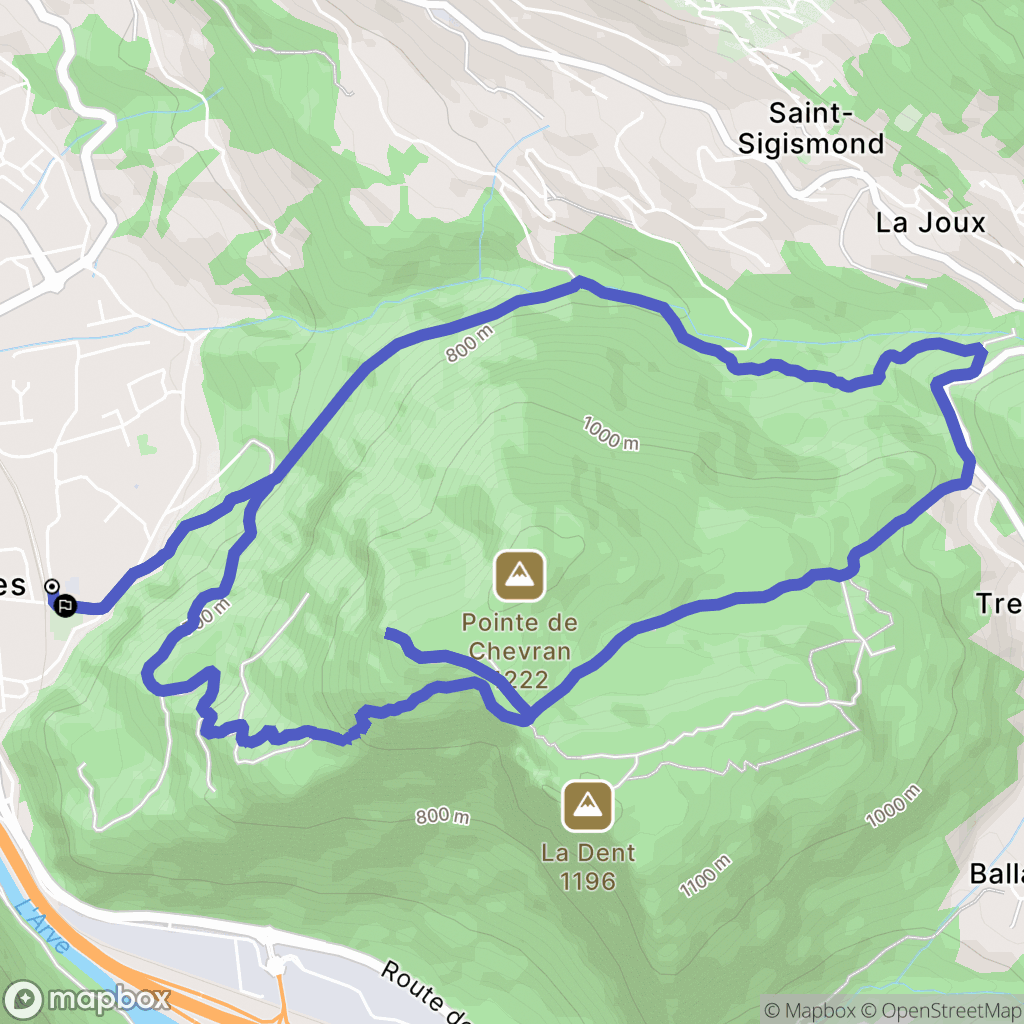 Cluses : carte du parcours de randonnée - France