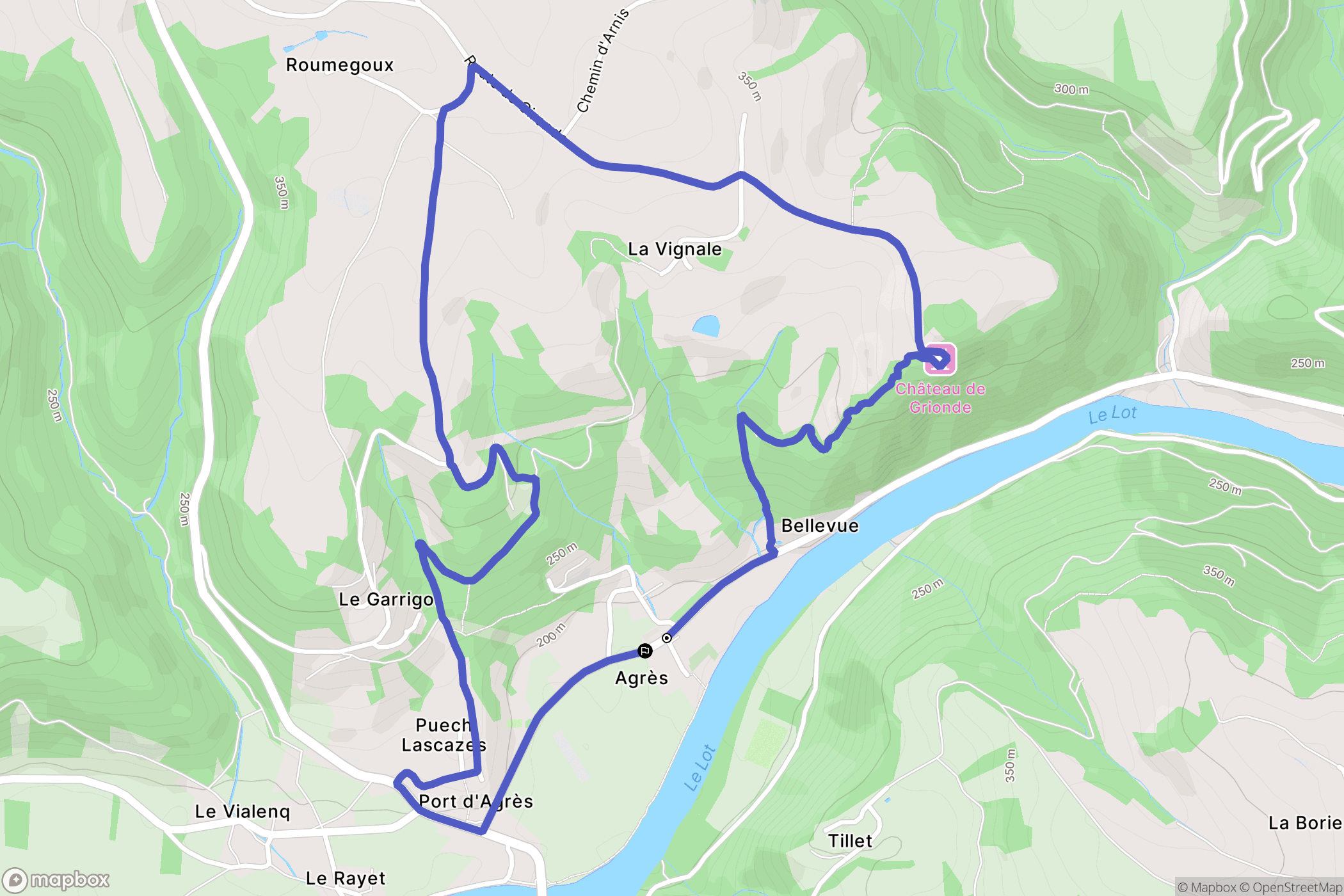 Saint-Parthem : carte du parcours de randonnée - France