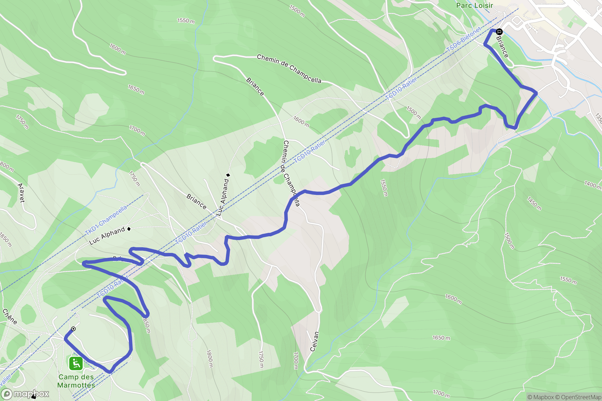 Saint-Chaffrey : carte du parcours de randonnée - France