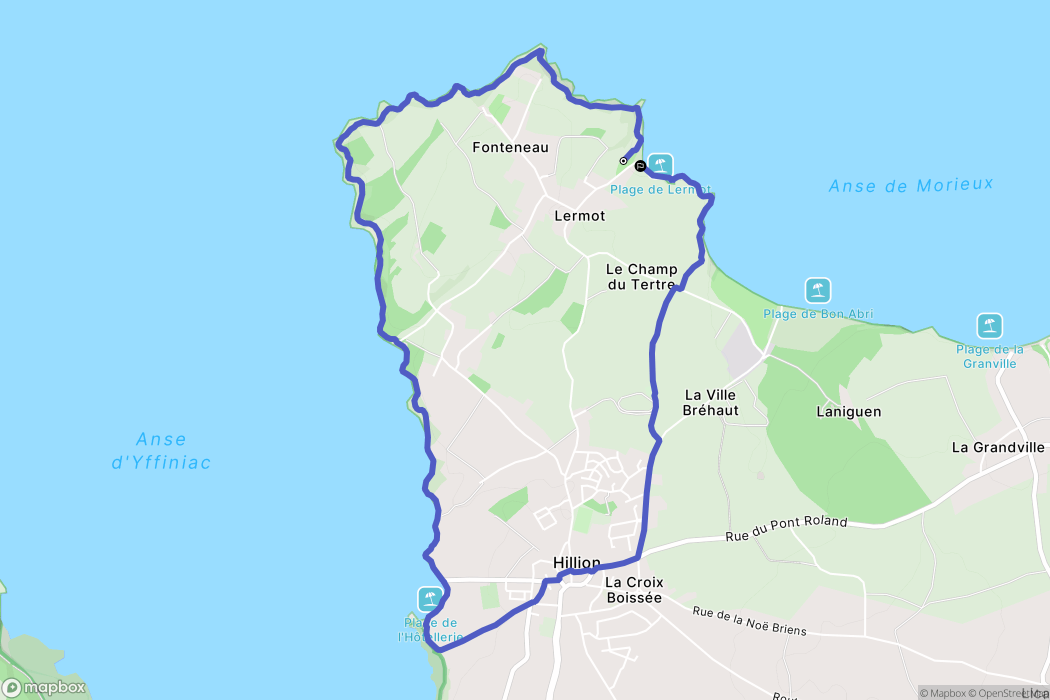 Hillion : carte du parcours de randonnée - France