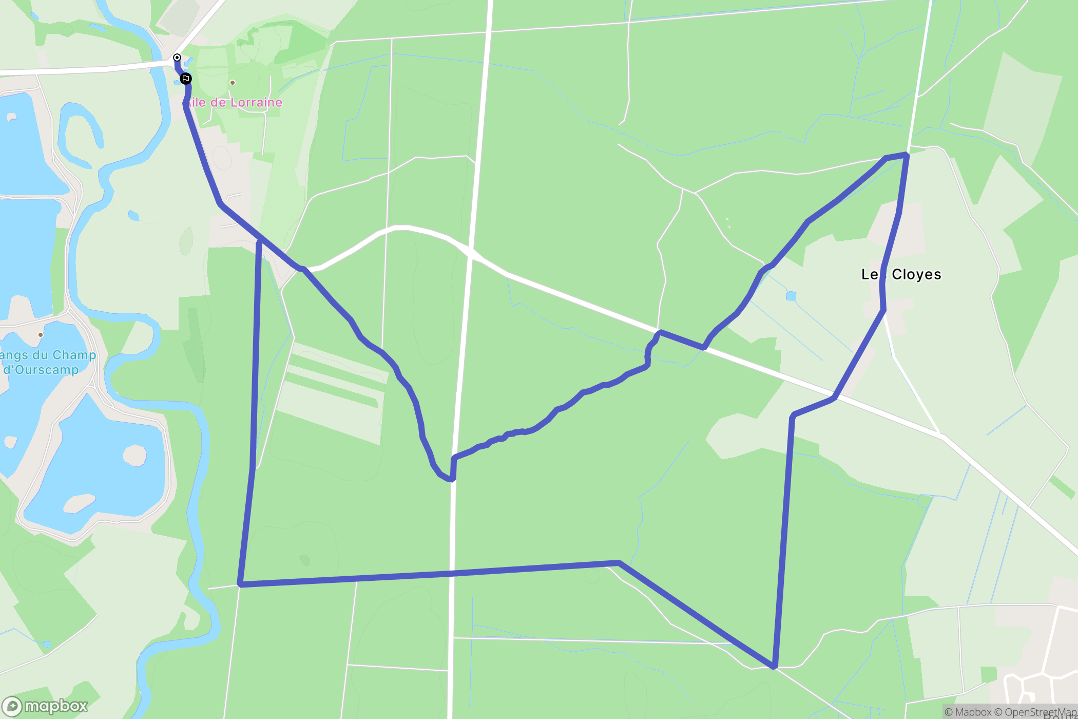Chiry-Ourscamp : carte du parcours de randonnée - France