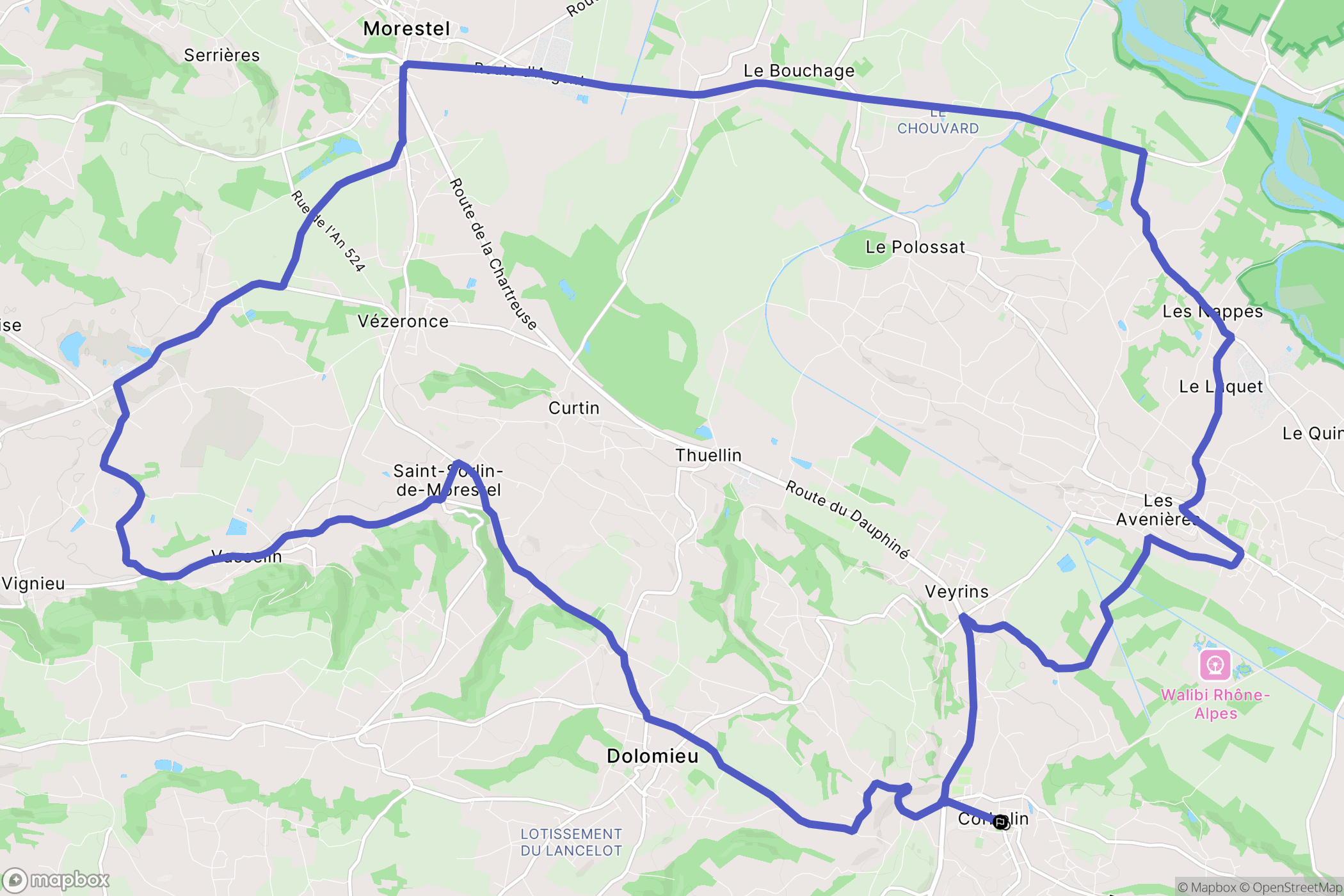 Corbelin : carte du parcours de randonnée - France