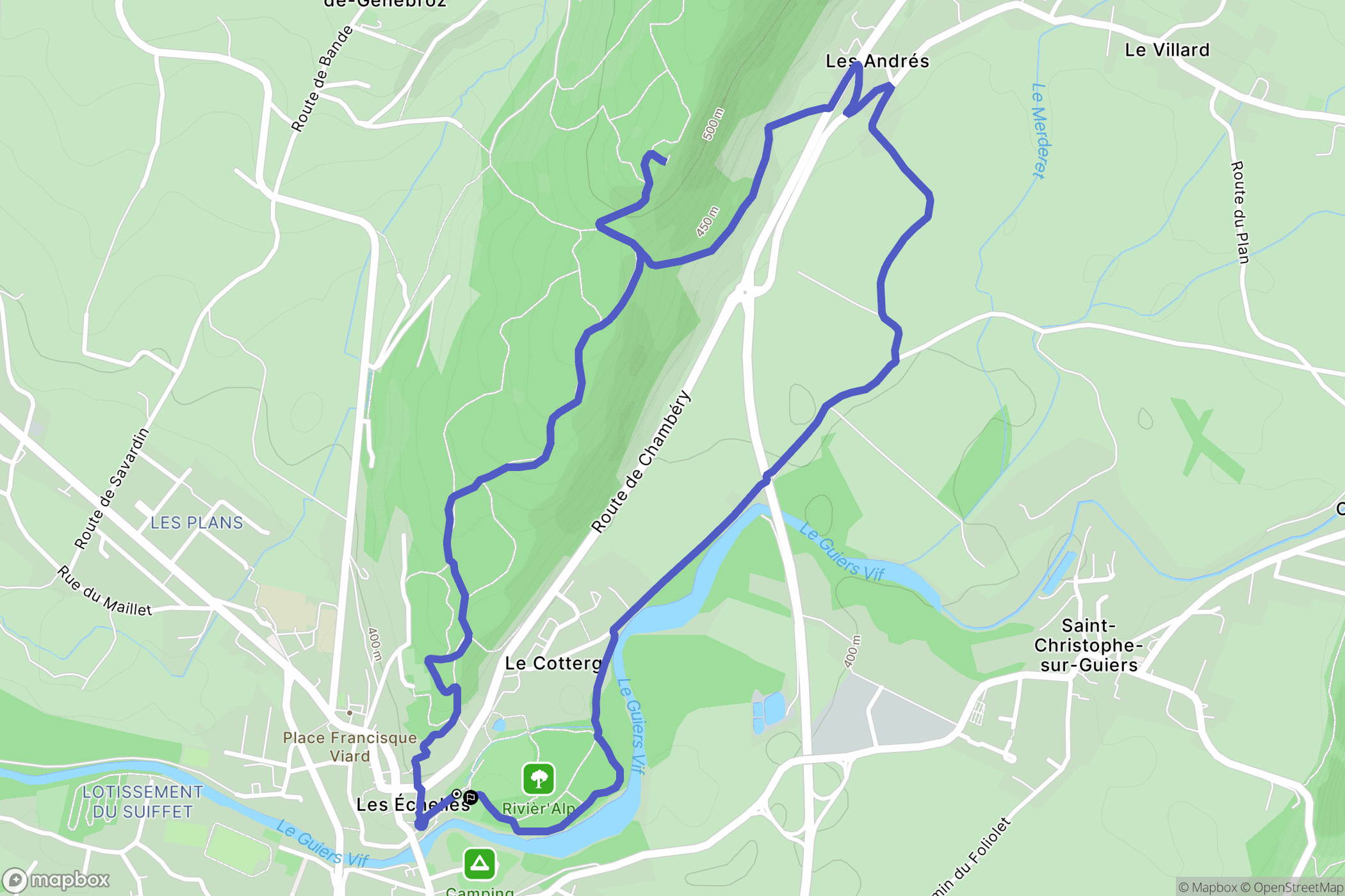 Les Échelles : carte du parcours de randonnée - France