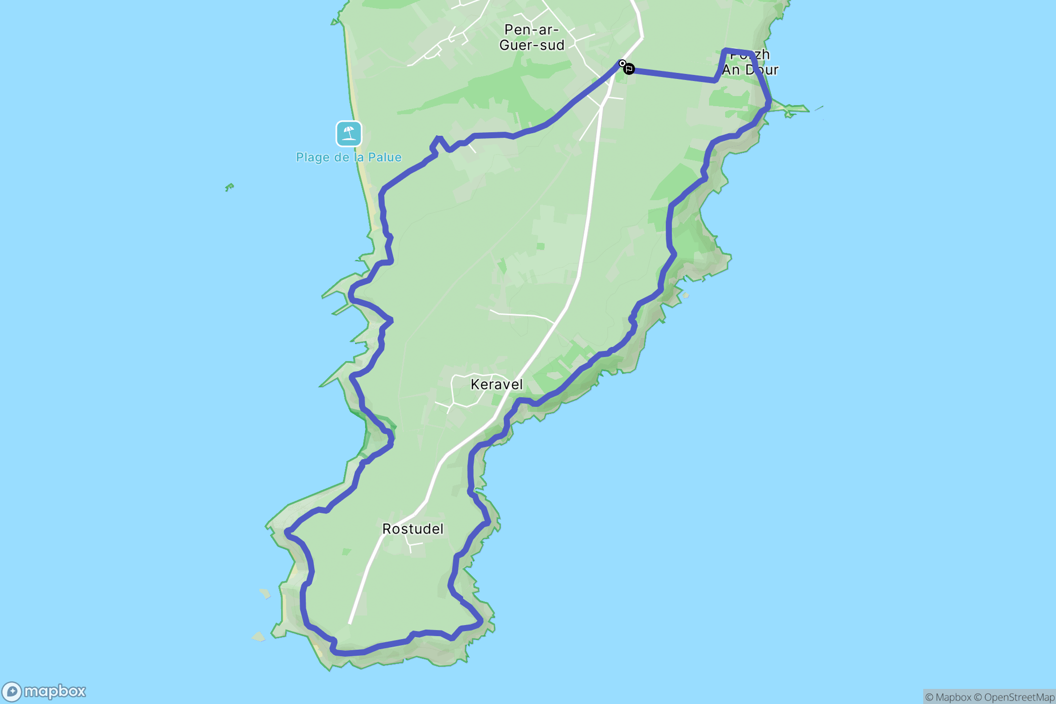 Crozon : carte du parcours de randonnée - France