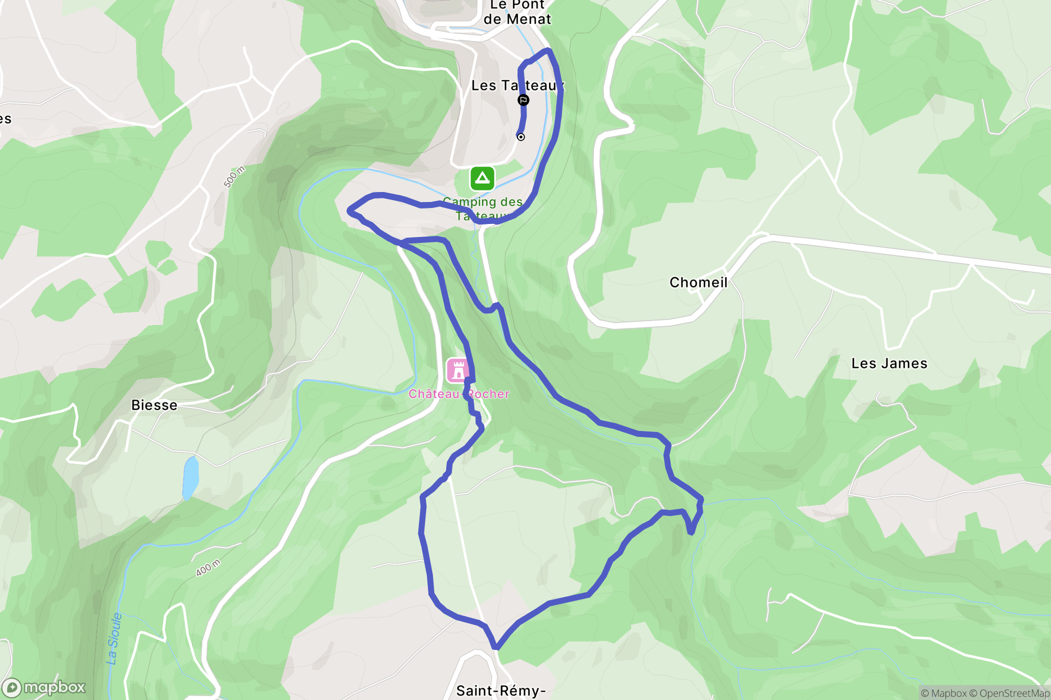Menat : carte du parcours de randonnée - France