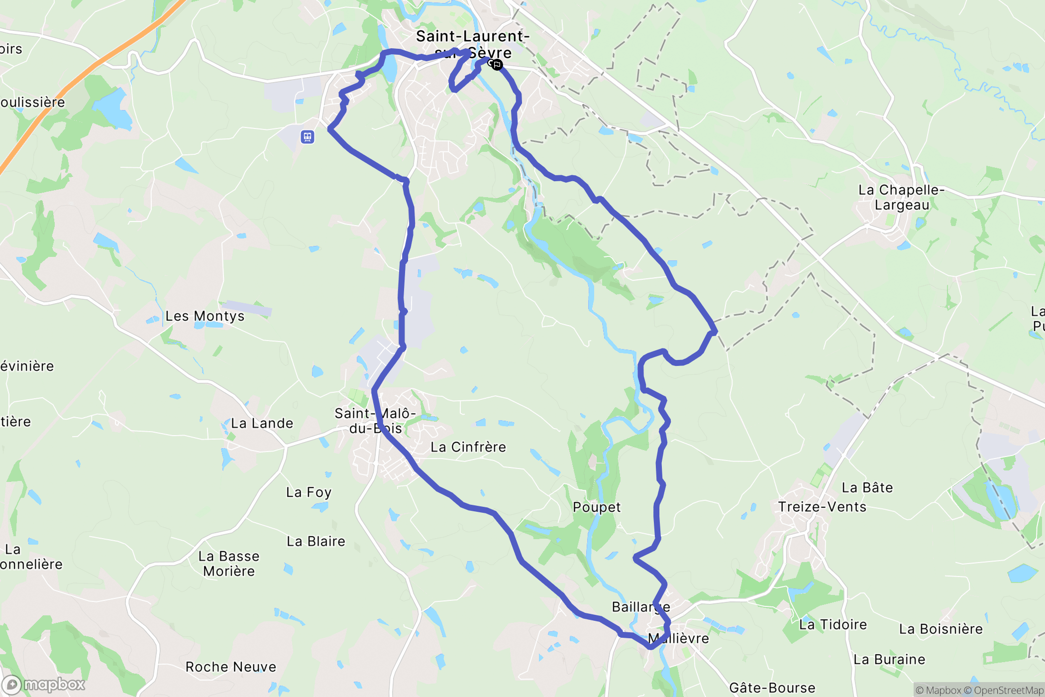 Saint-Laurent-sur-Sèvre : carte du parcours de randonnée - France