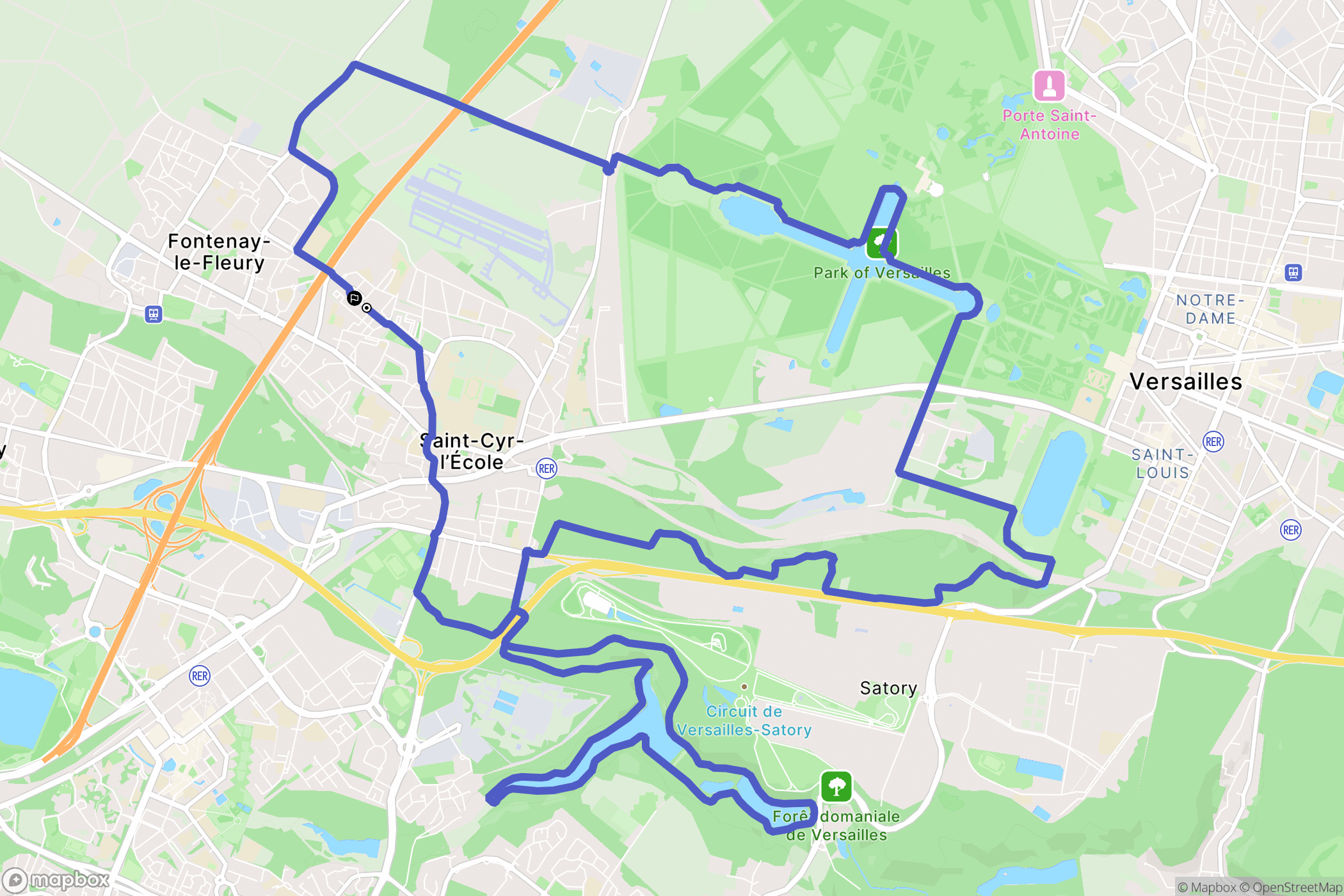 Saint-Cyr-l'École : carte du parcours de randonnée - France
