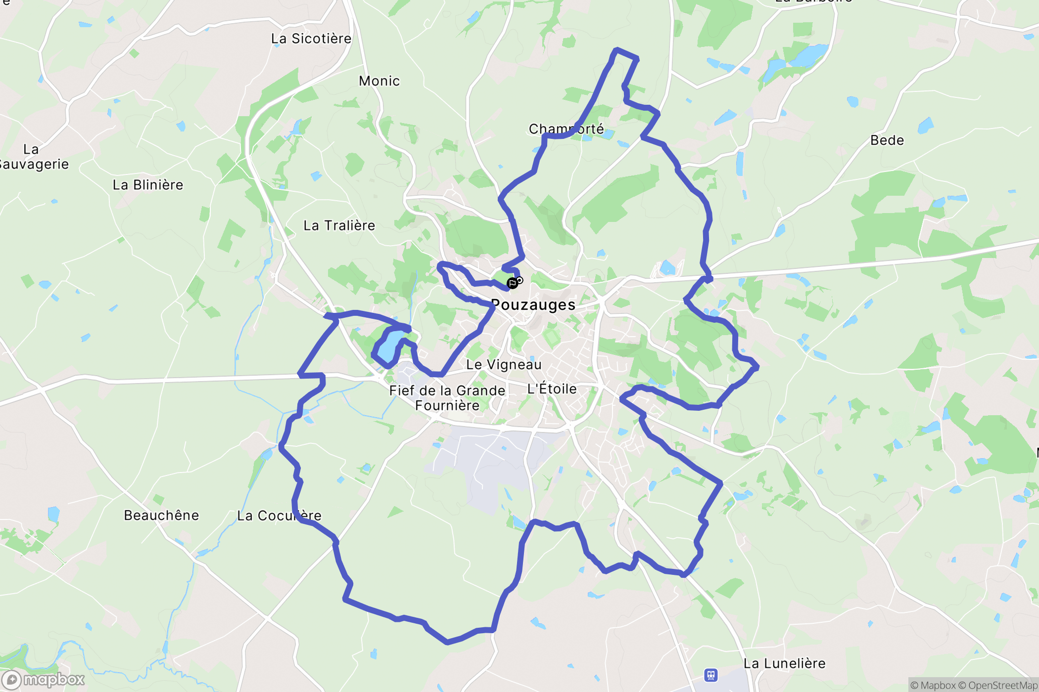 Pouzauges : carte du parcours de randonnée - France