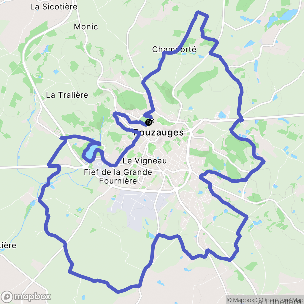 Pouzauges : carte du parcours de randonnée - France
