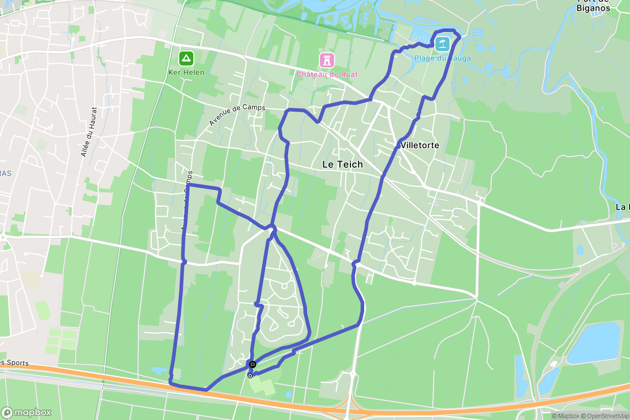 Le Teich : carte du parcours de randonnée - France