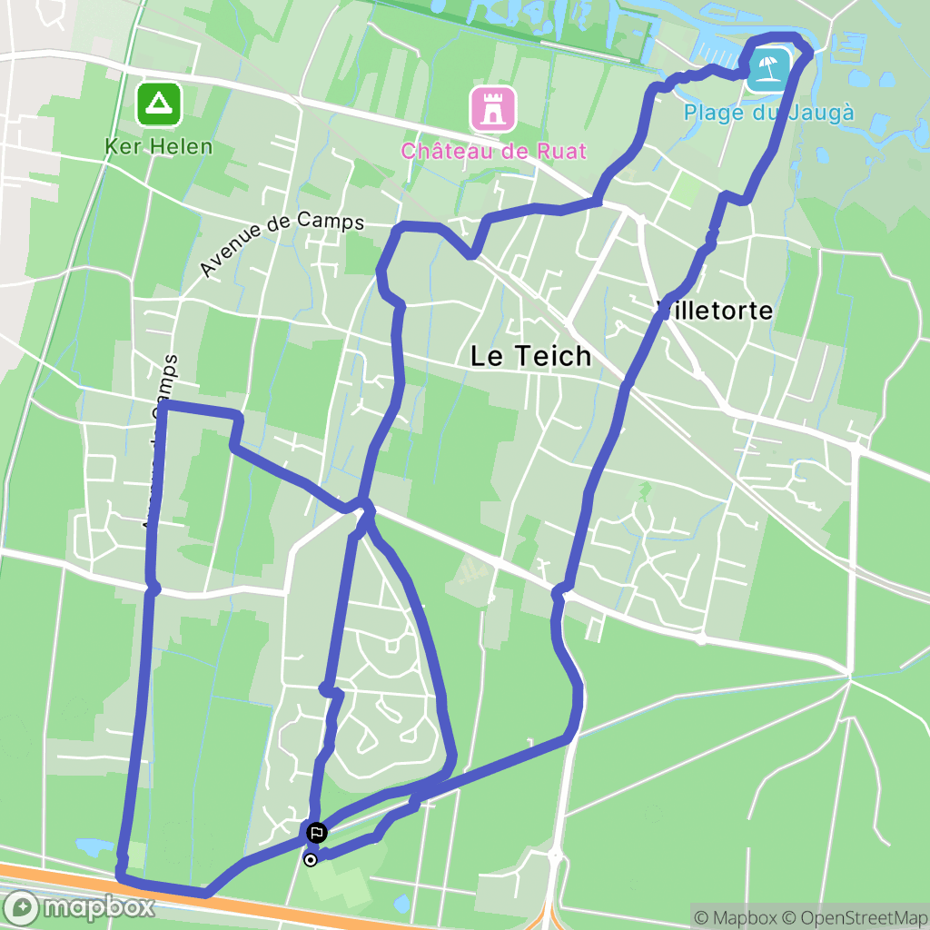 Le Teich : carte du parcours de randonnée - France