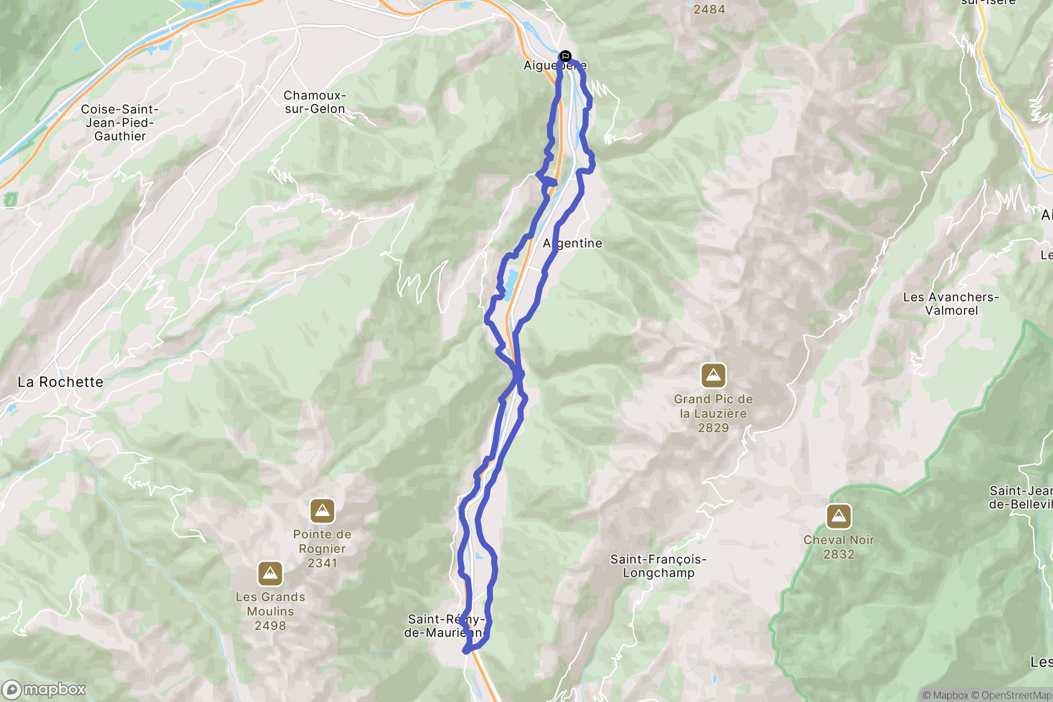 Val-d'Arc : carte du parcours de randonnée - France