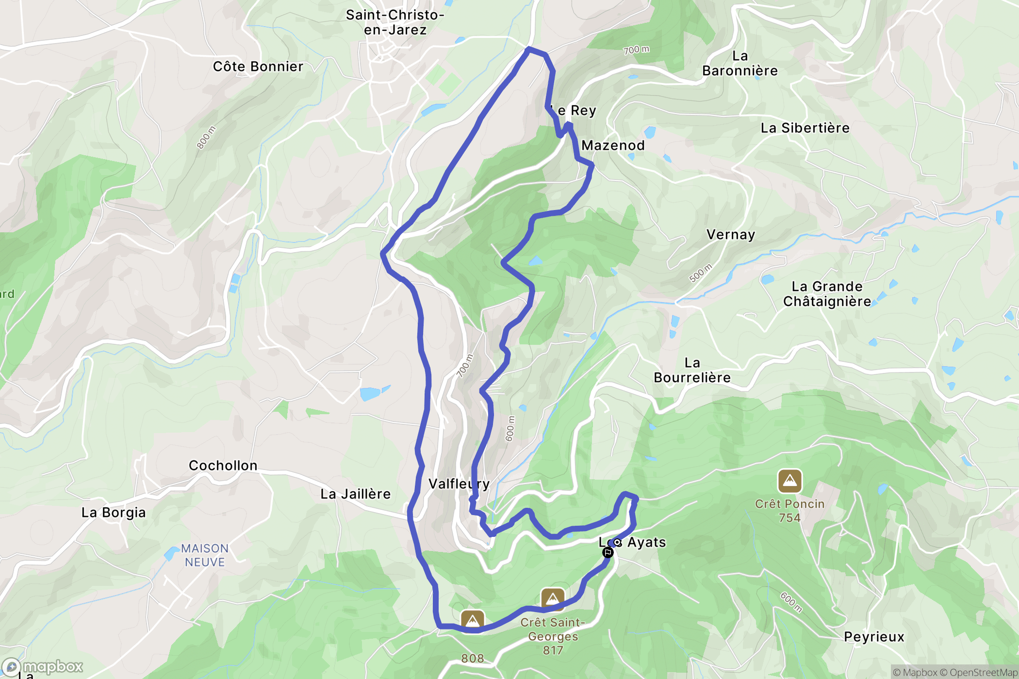 Cellieu : carte du parcours de randonnée - France
