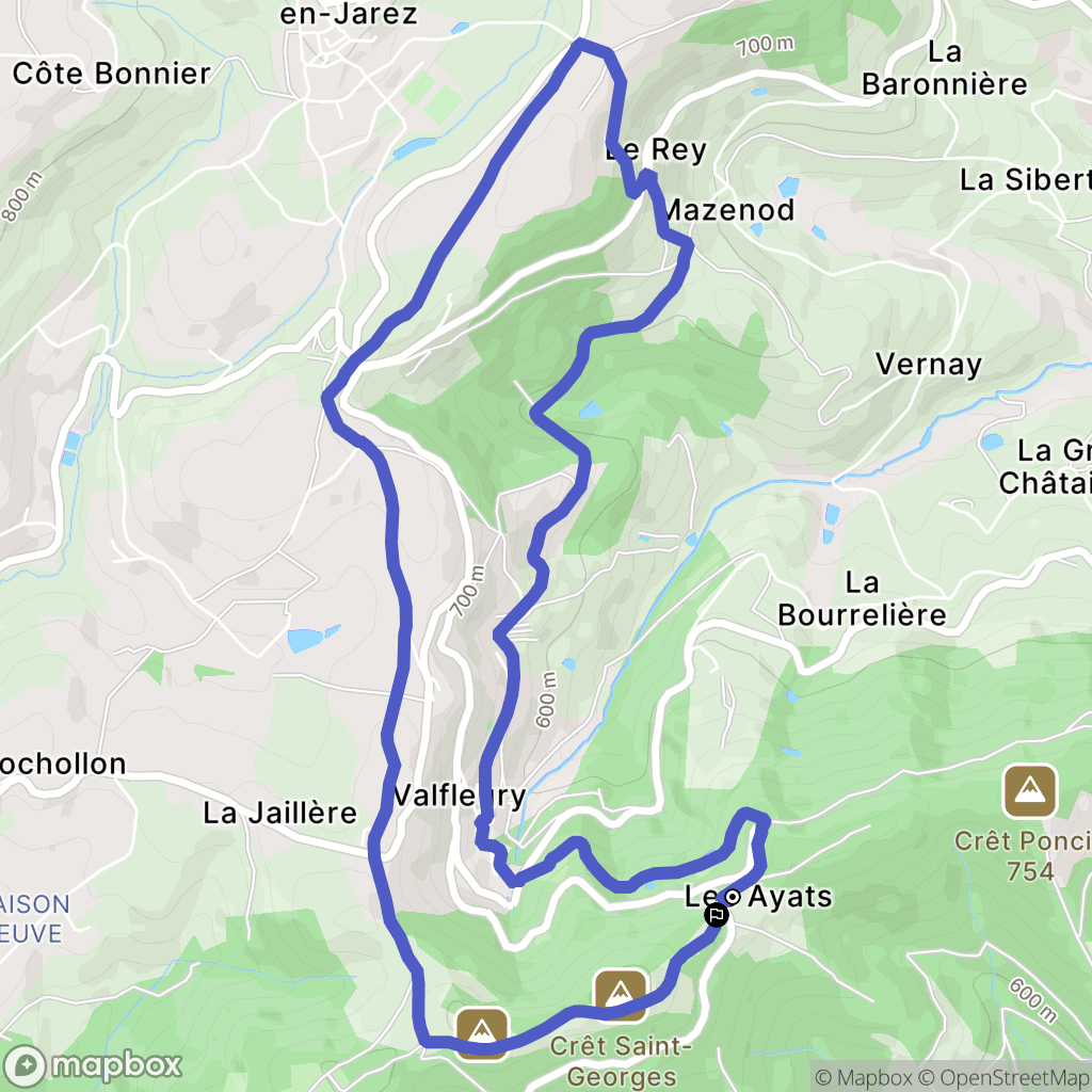 Cellieu : carte du parcours de randonnée - France