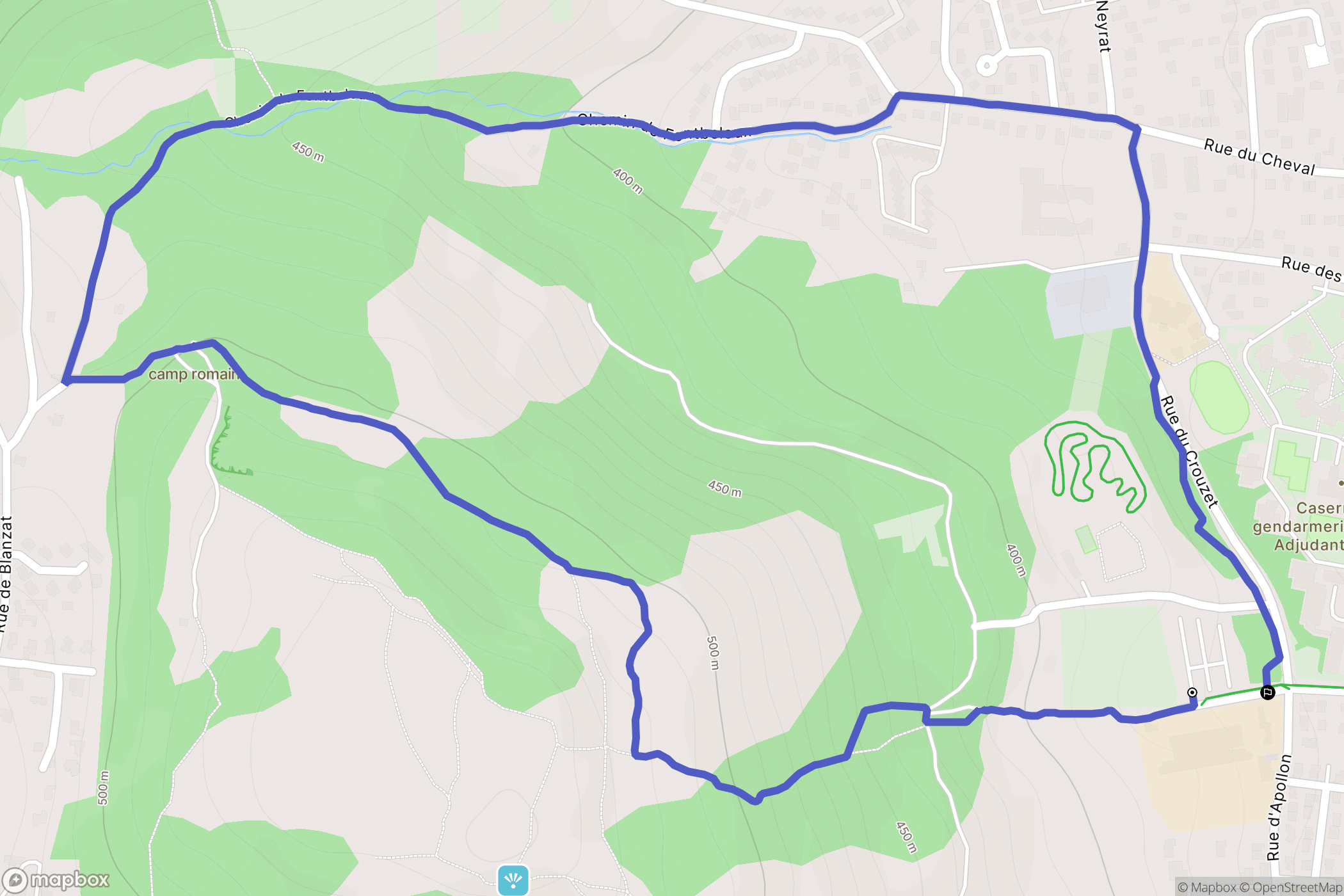 Clermont-Ferrand : carte du parcours de randonnée - France
