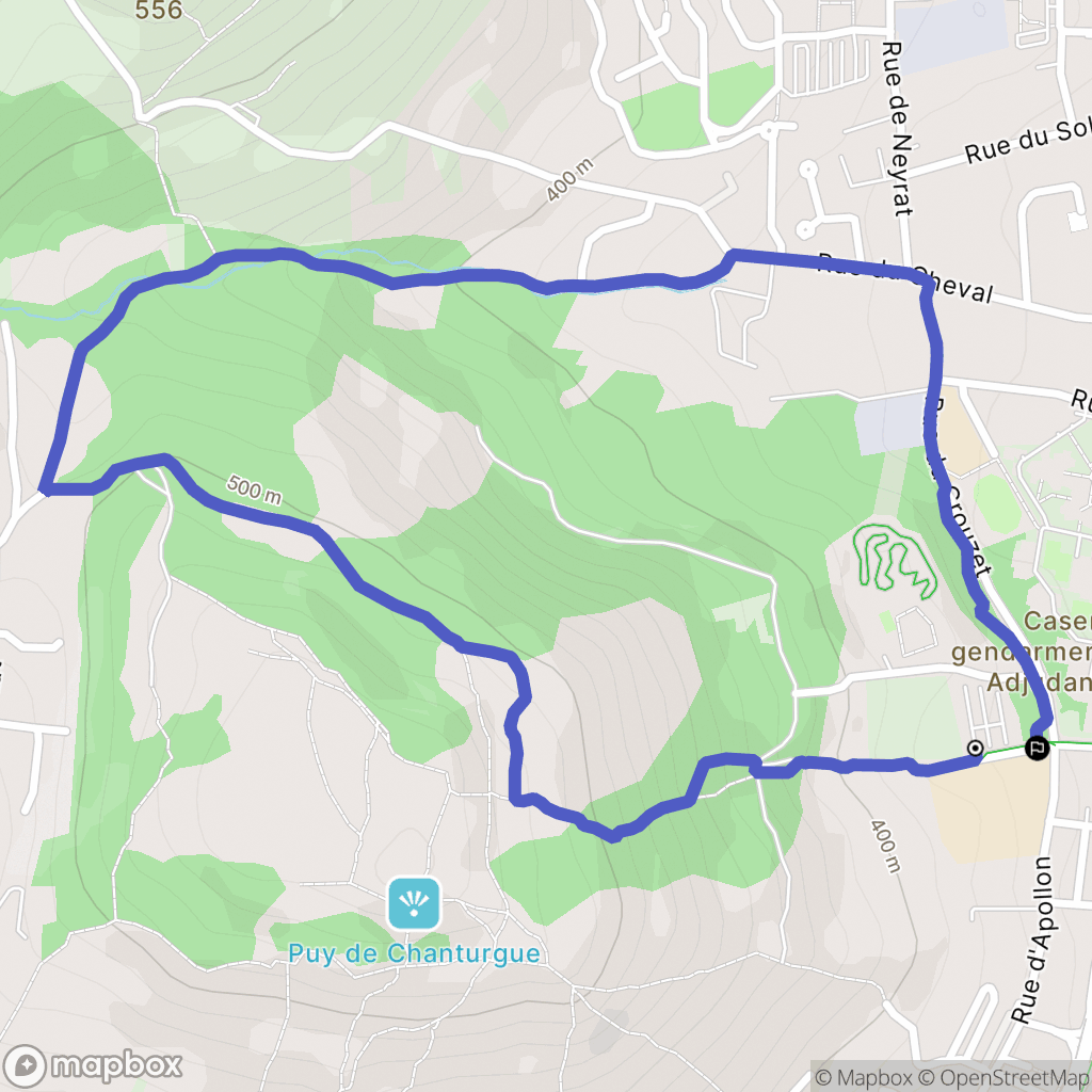 Clermont-Ferrand : carte du parcours de randonnée - France