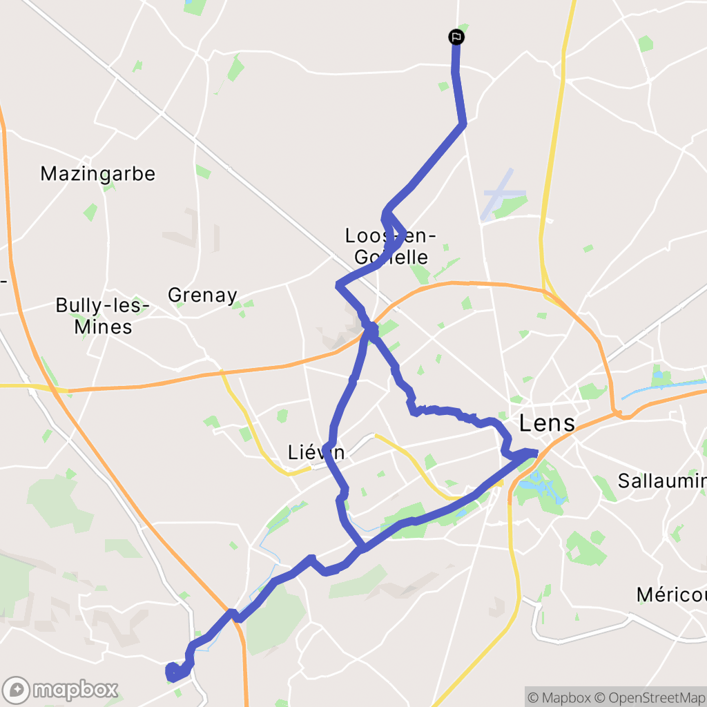 Hulluch : carte du parcours de randonnée - France