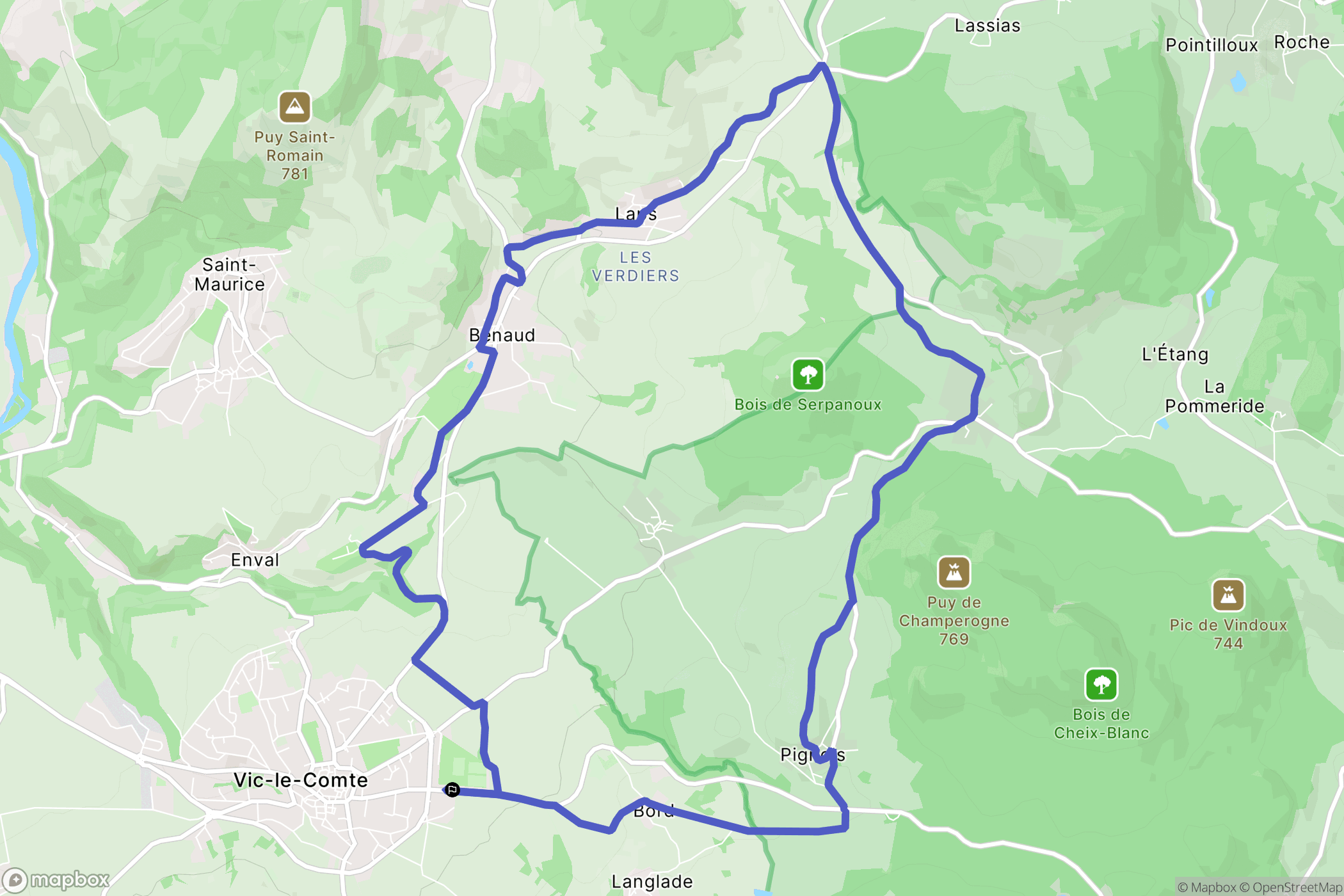 Vic-le-Comte : carte du parcours de randonnée - France