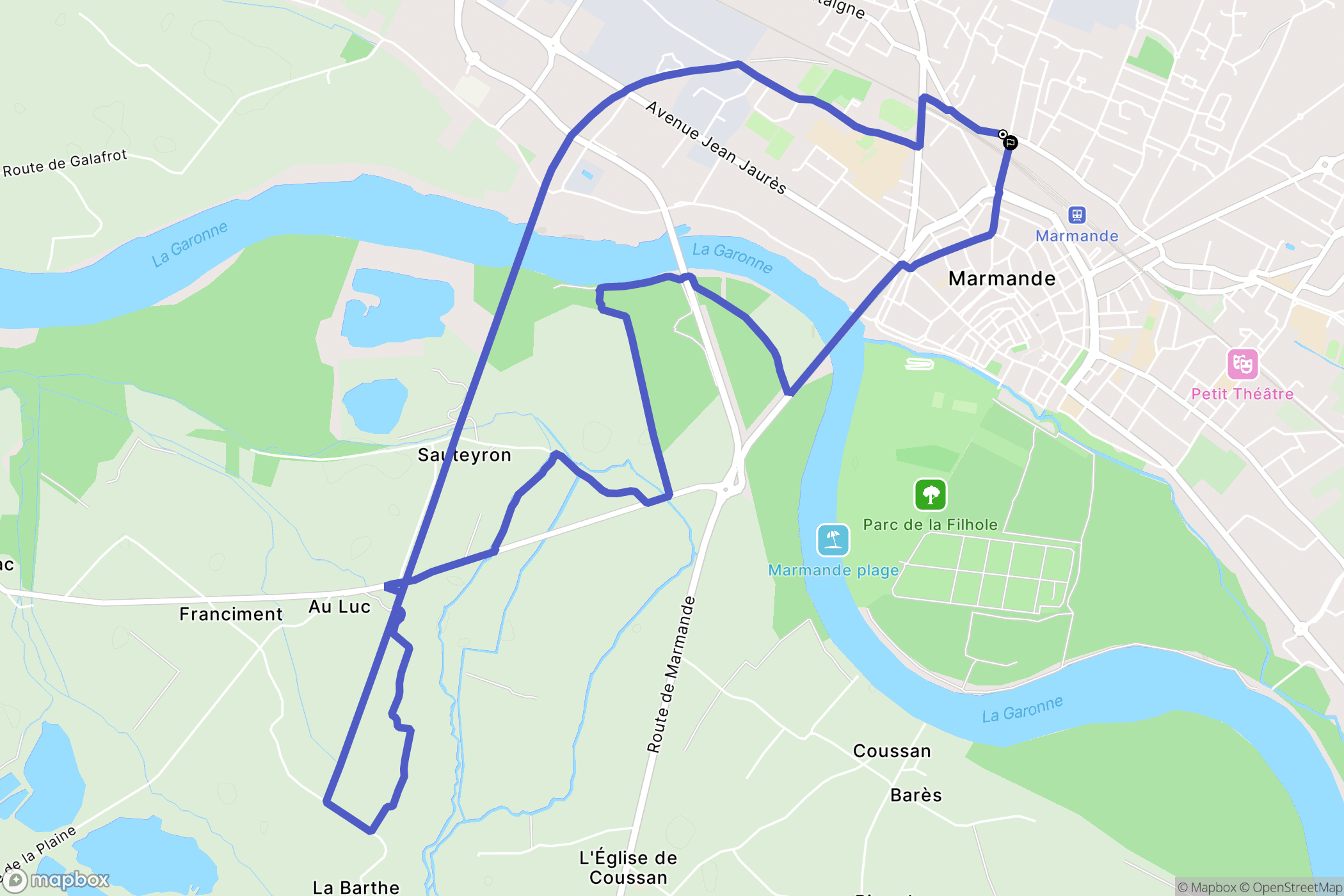 Marmande : carte du parcours de randonnée - France