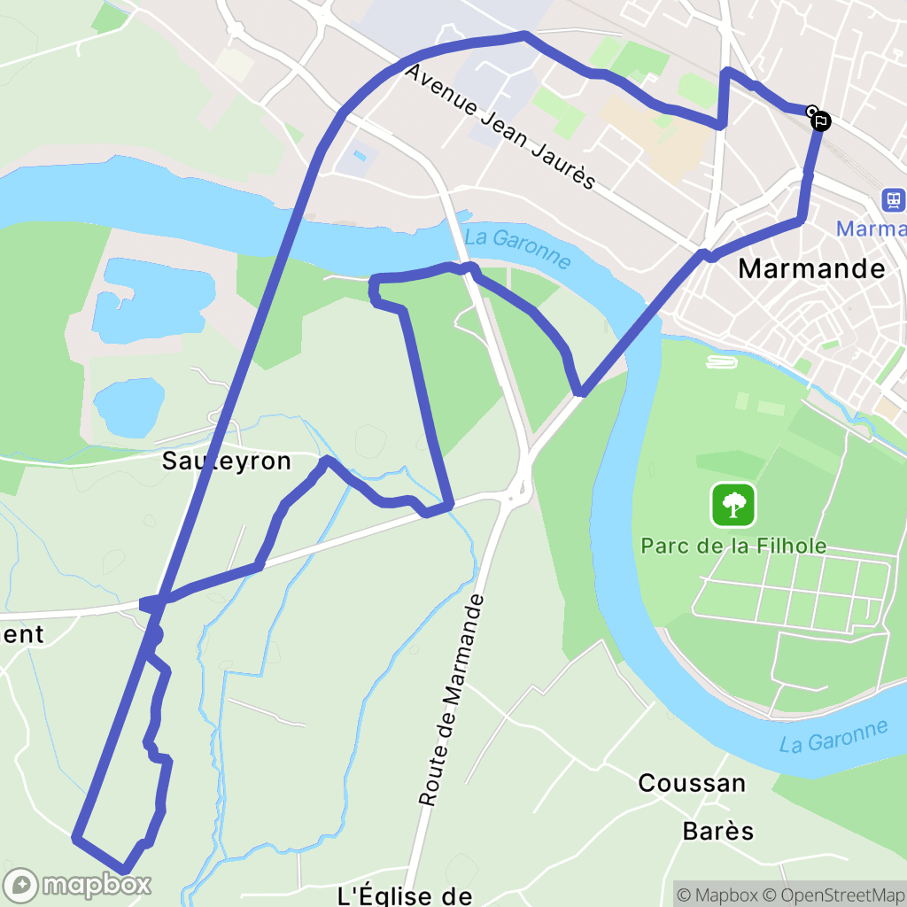 Marmande : carte du parcours de randonnée - France
