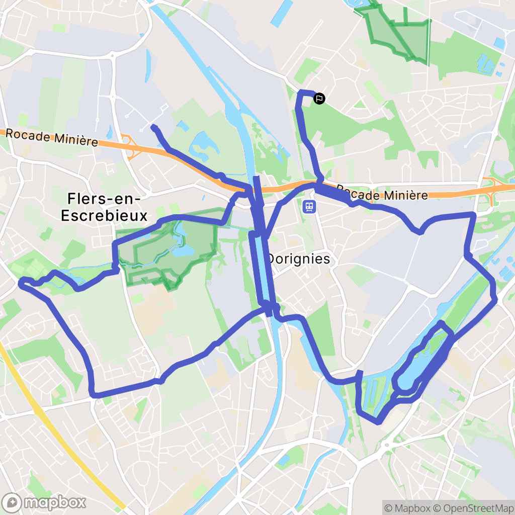 Auby : carte du parcours de randonnée - France