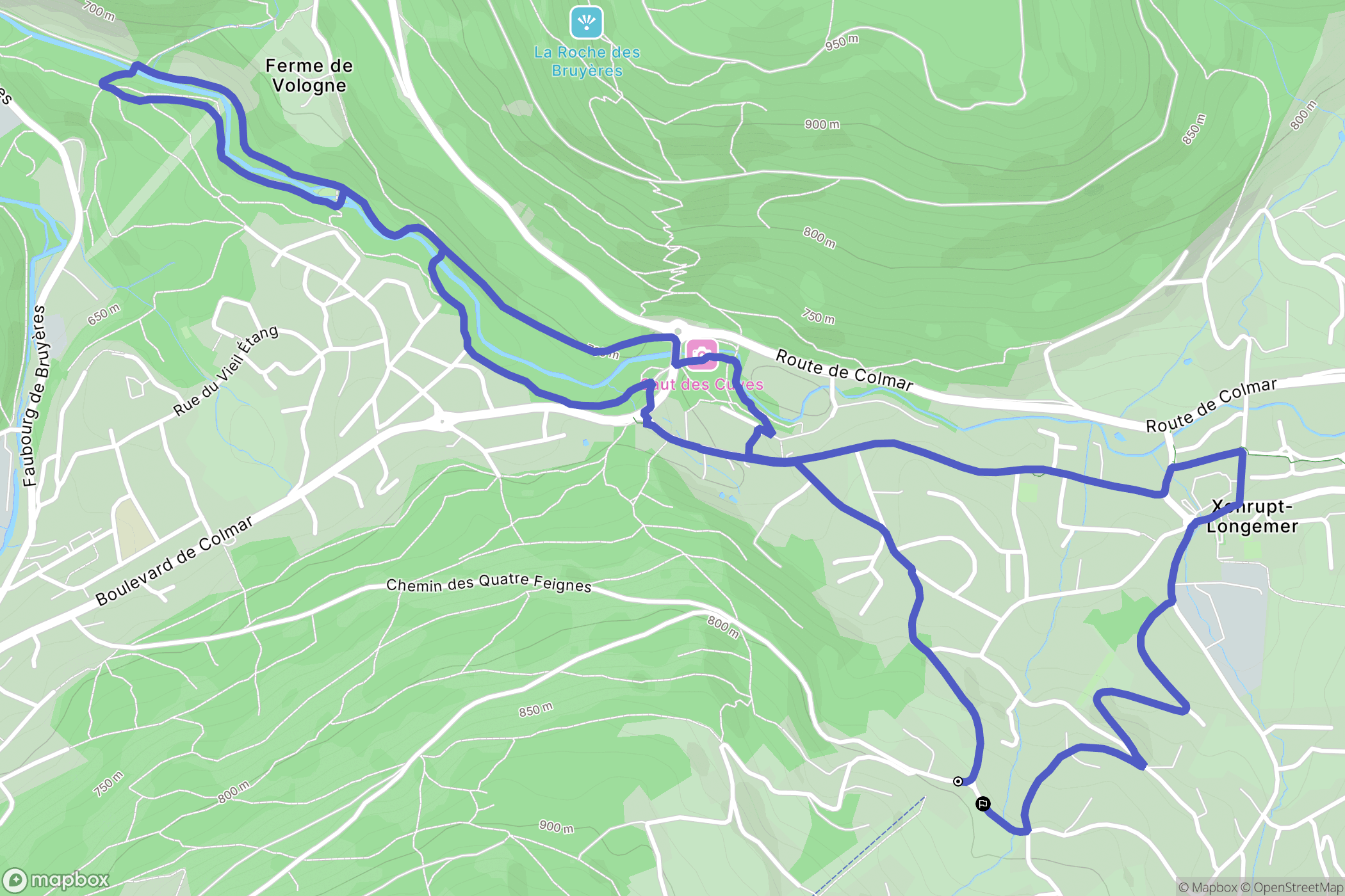 Xonrupt-Longemer : carte du parcours de randonnée - France