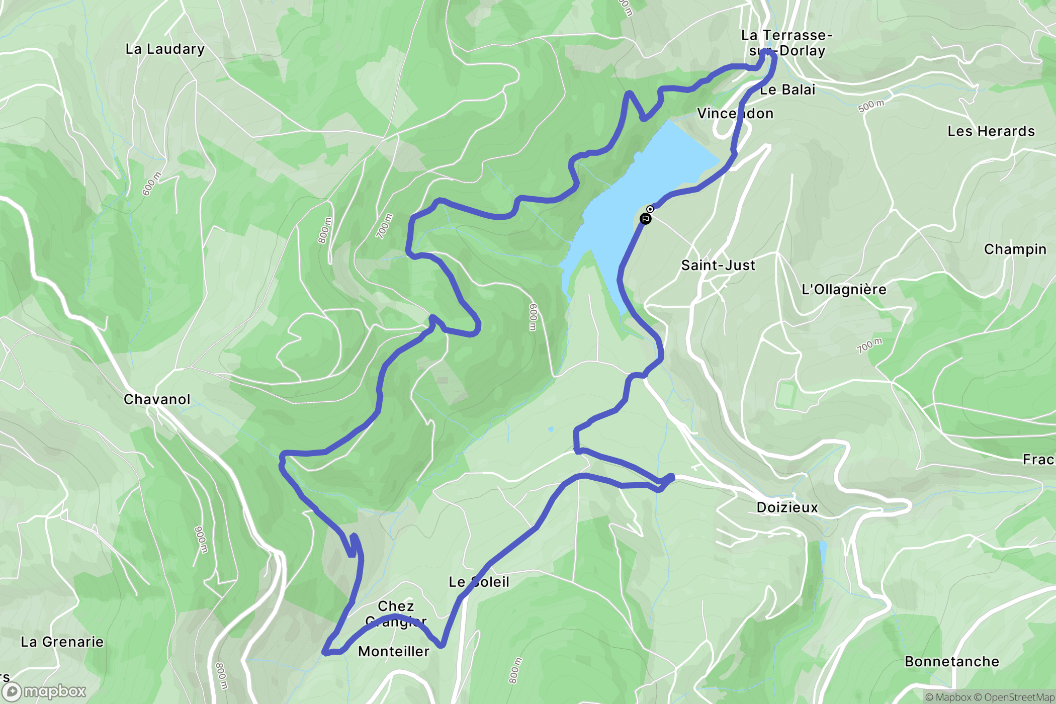 Doizieux : carte du parcours de randonnée - France