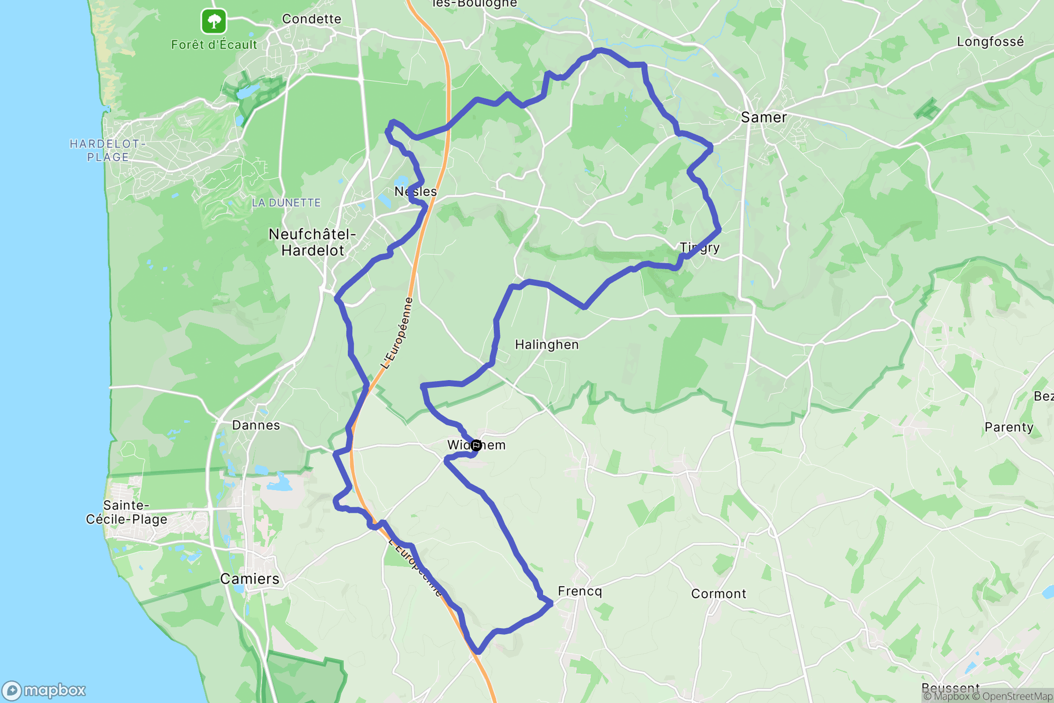 Widehem : carte du parcours de randonnée - France