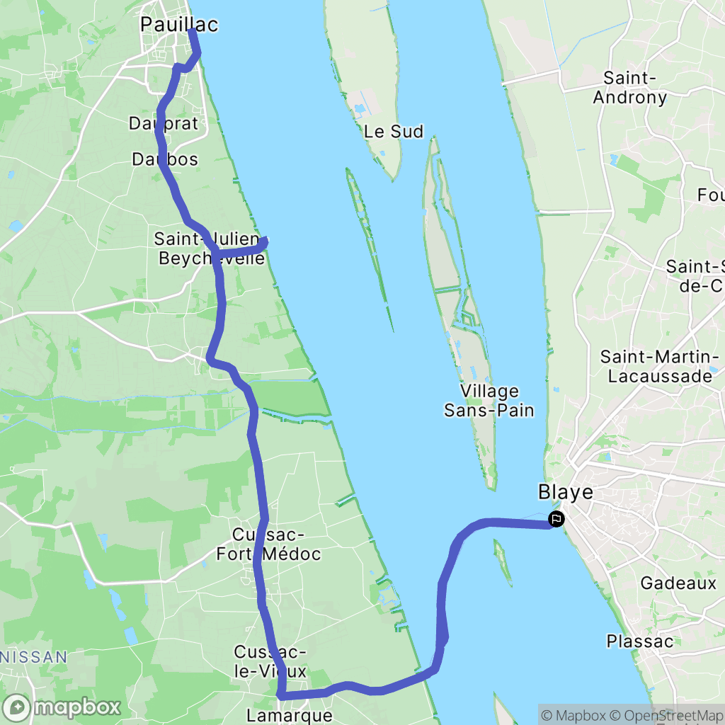 Blaye : carte du parcours de randonnée - France