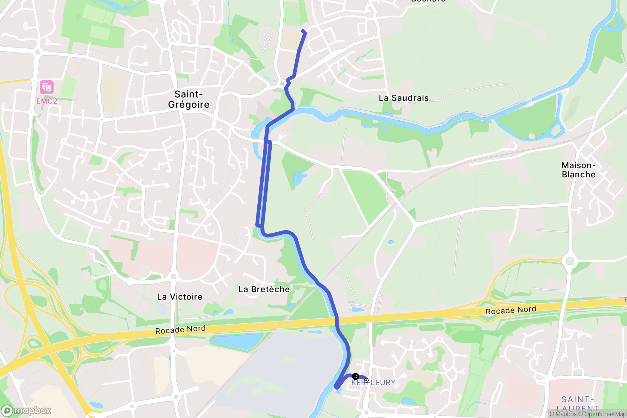 Saint-Grégoire : carte du parcours de randonnée - France