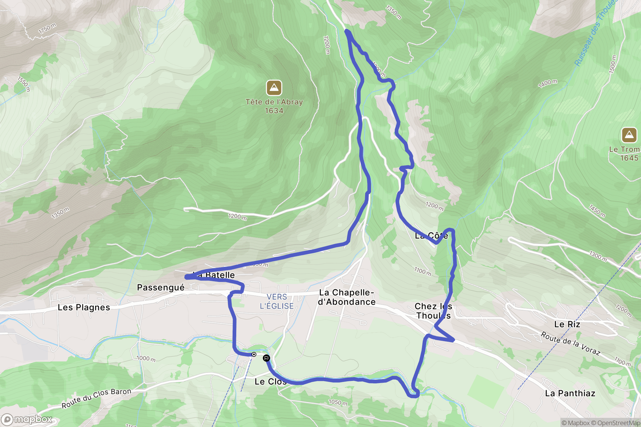 La Chapelle-d'Abondance : carte du parcours de randonnée - France