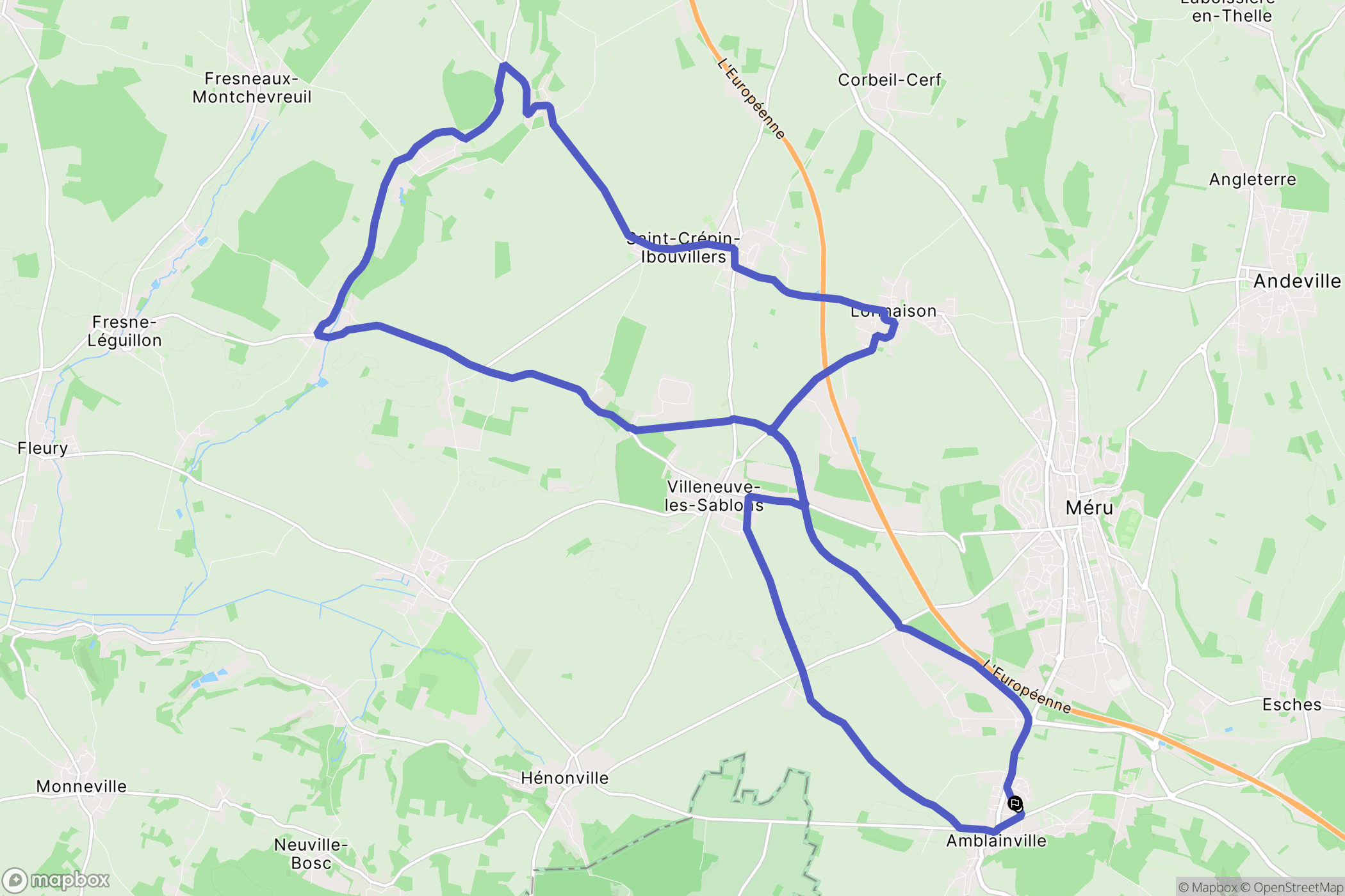 Amblainville : carte du parcours de randonnée - France