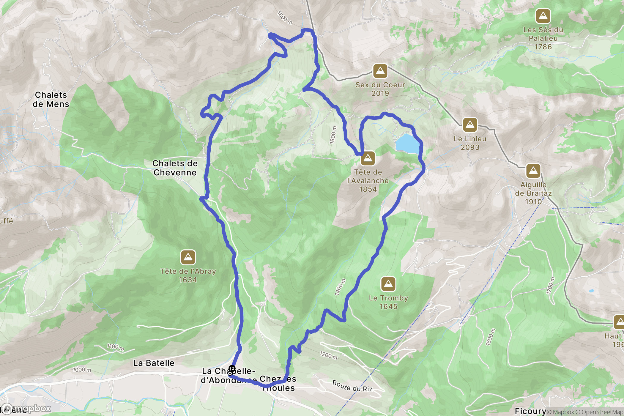 La Chapelle-d'Abondance : carte du parcours de randonnée - France