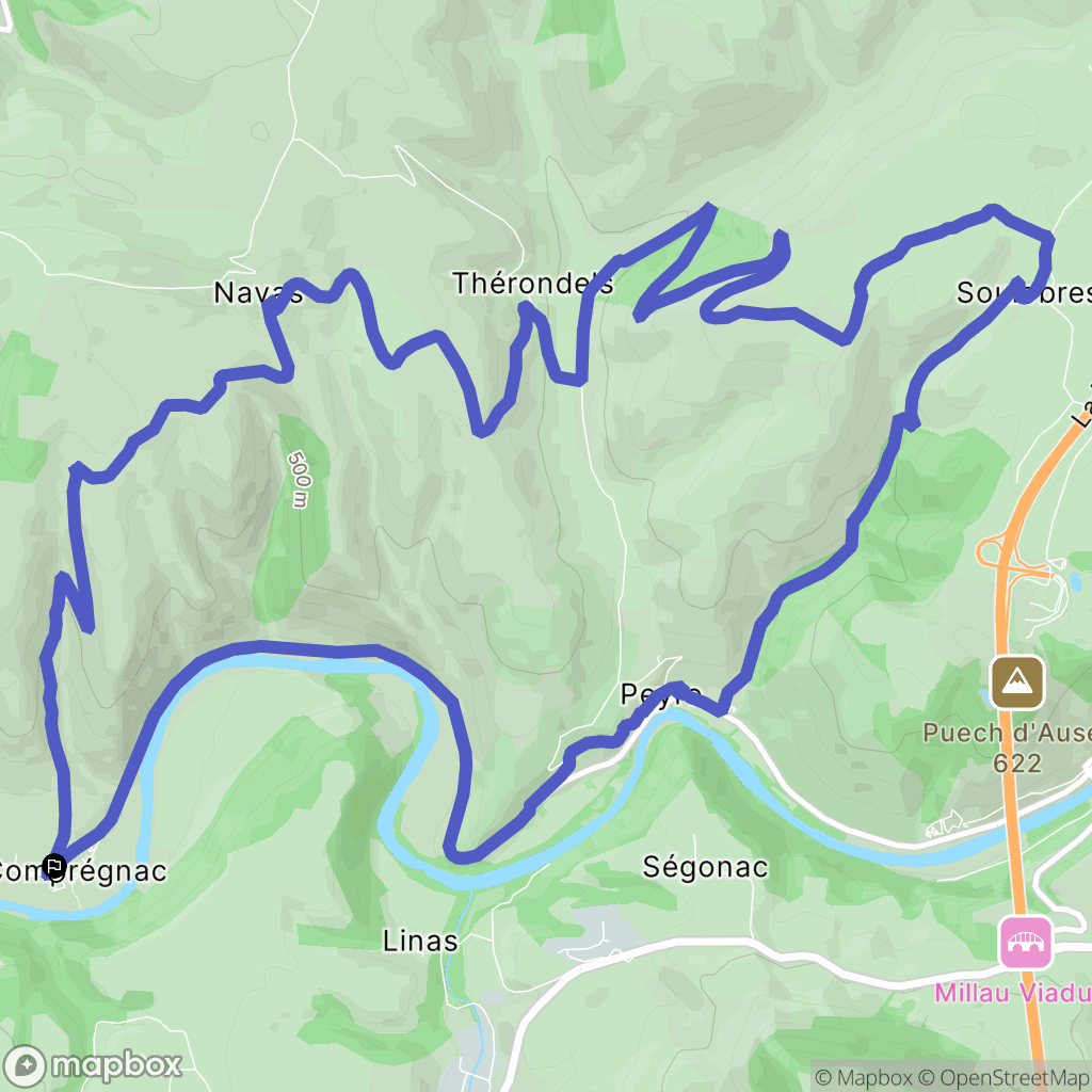 Comprégnac : carte du parcours de randonnée - France