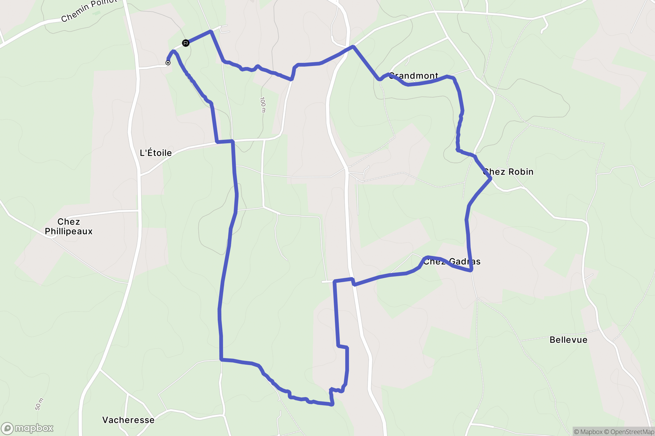 Bellevigne : carte du parcours de randonnée - France