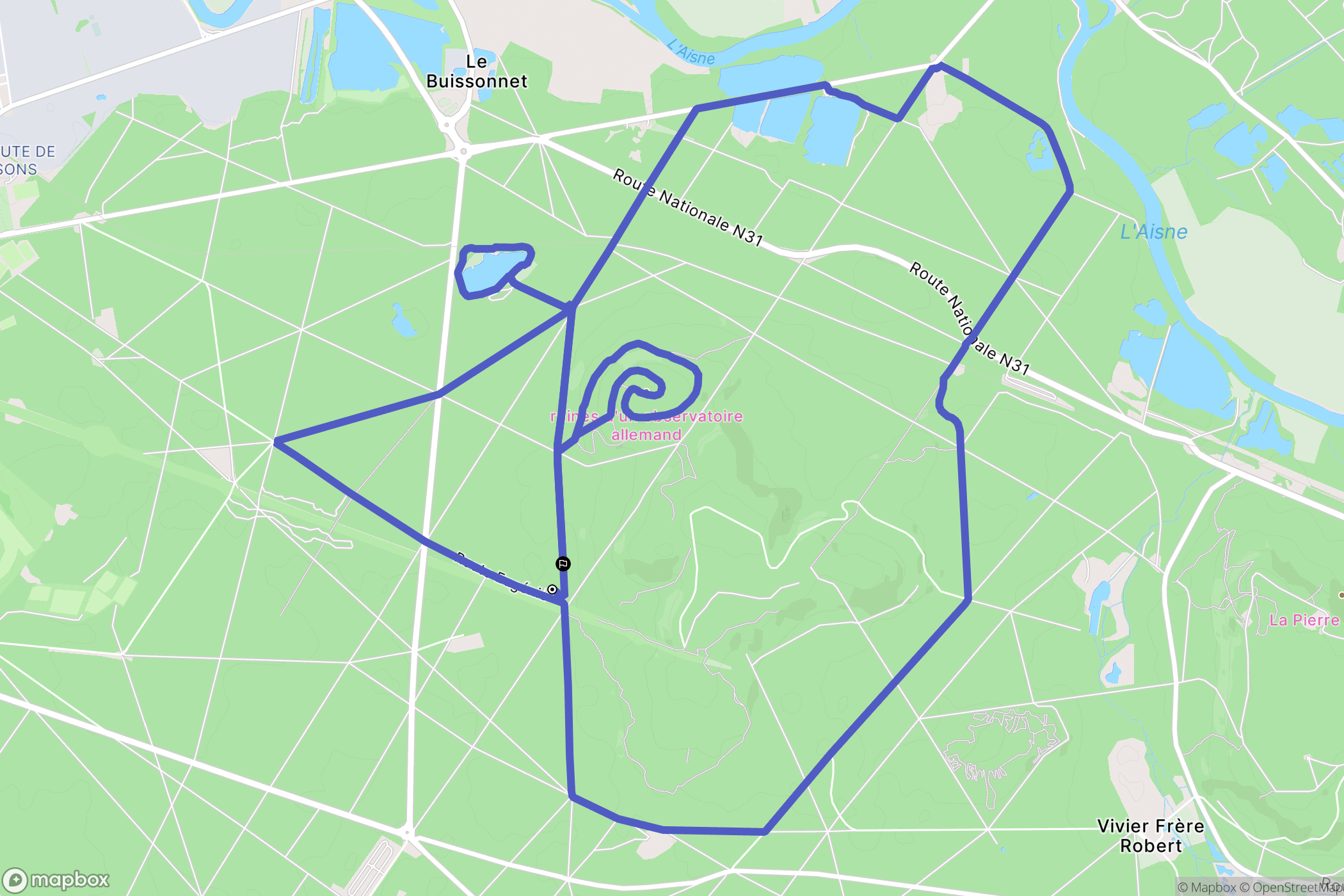 Compiègne : carte du parcours de randonnée - France