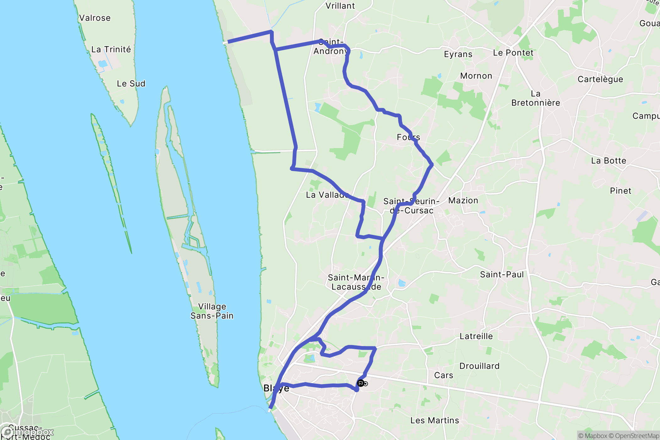 Blaye : carte du parcours de randonnée - France